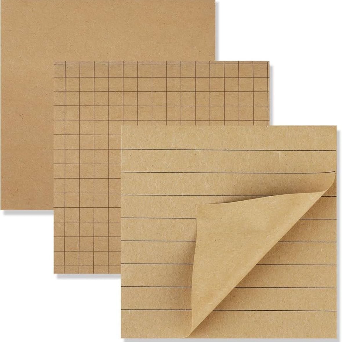Kraft paper sticky notes - 3 pack