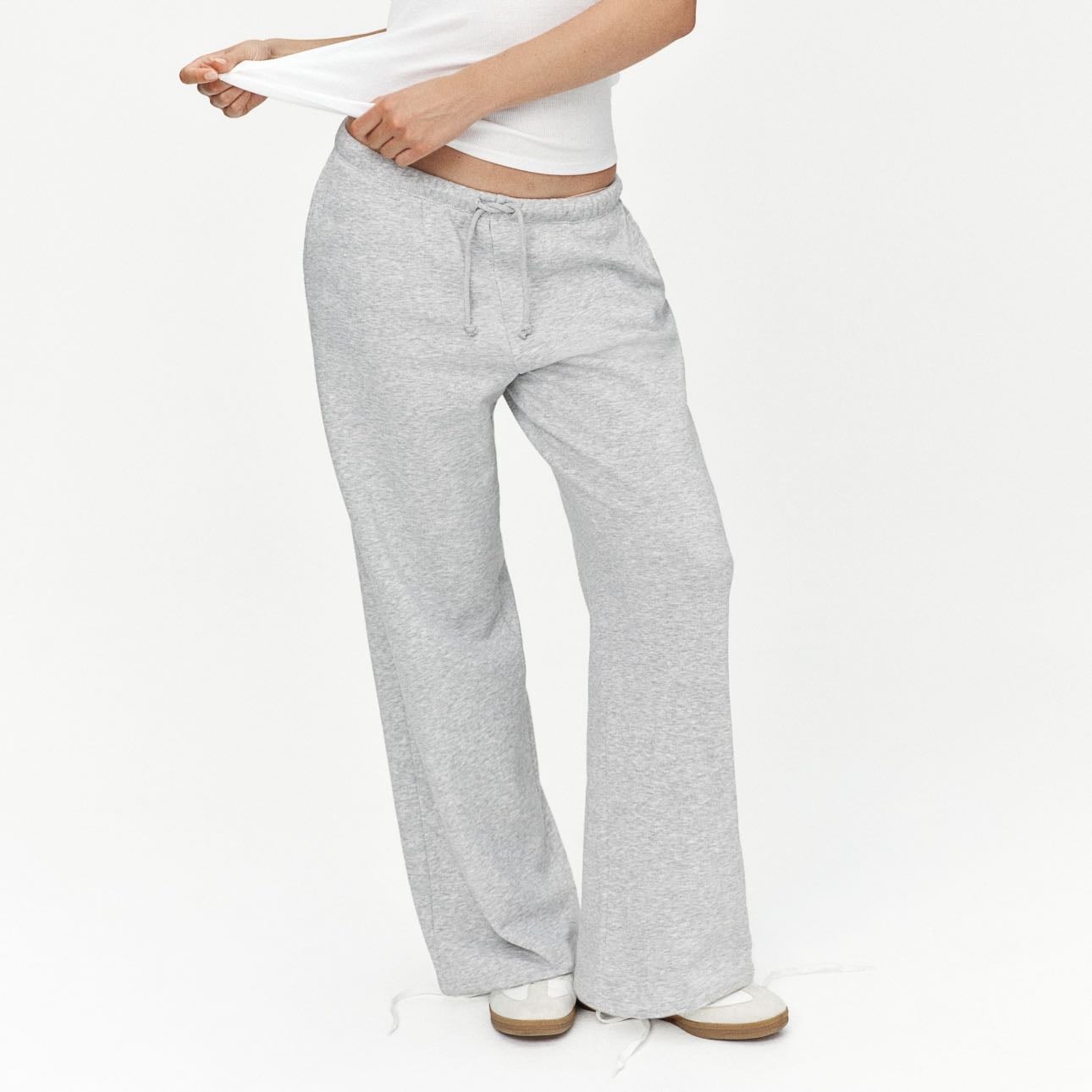 H&M Wide-Leg Joggers - Light Gray Melange - $17.99 USD