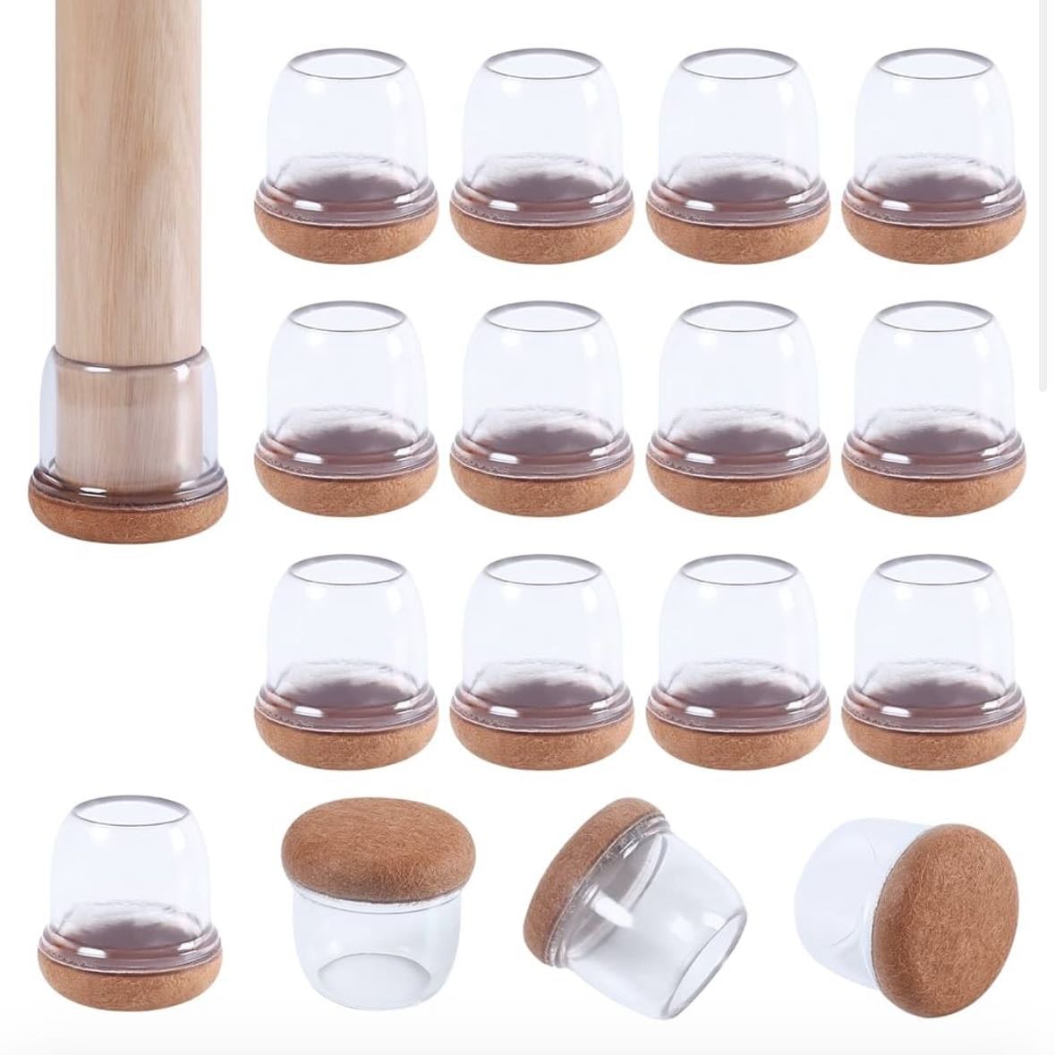 Protectores de Suelo de Silicona Transparente para Patas de Silla 20-28mm