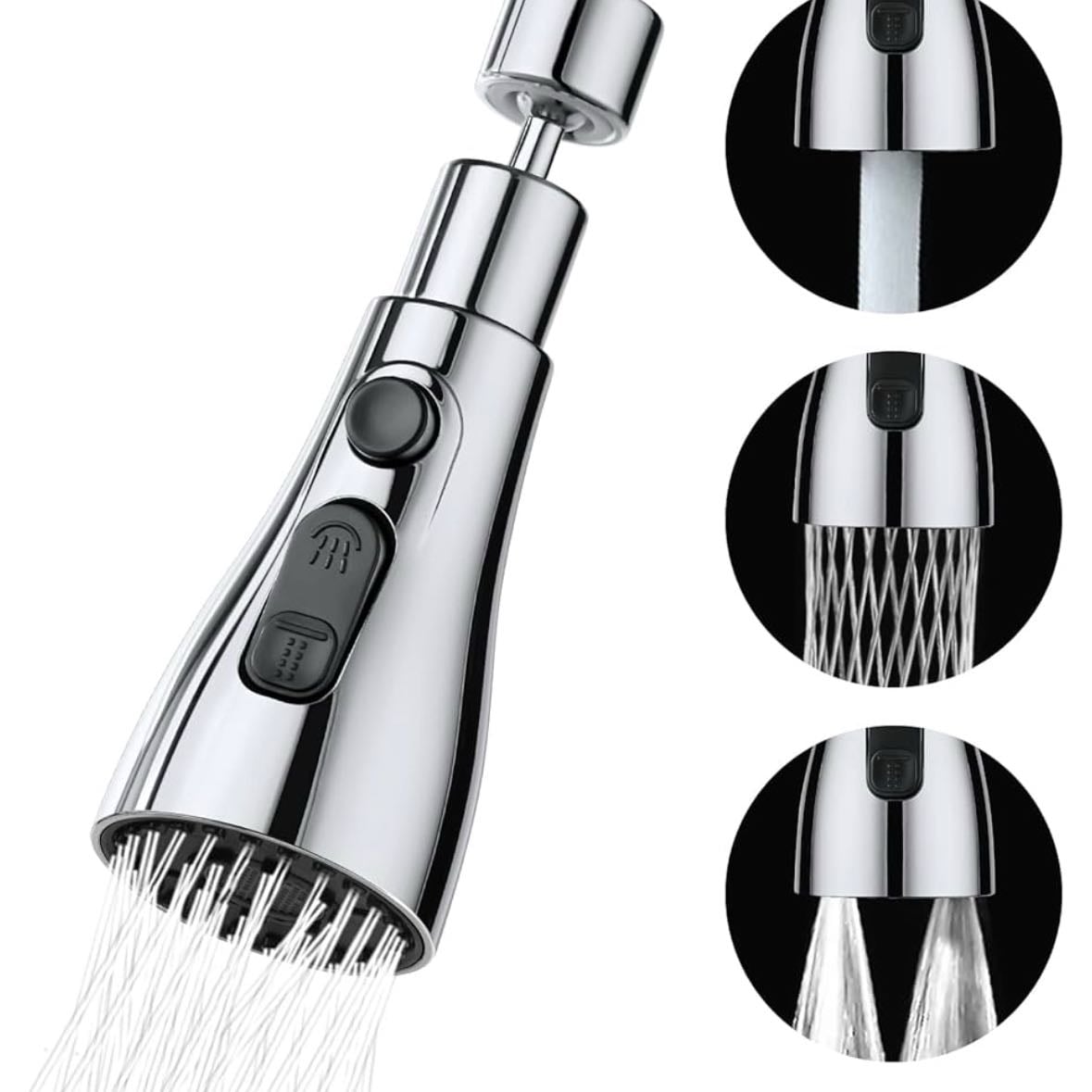 Aireador Grifo Cocina de 360° Giratorio F24 M22 con Adaptador, 3 Modos Ajustable