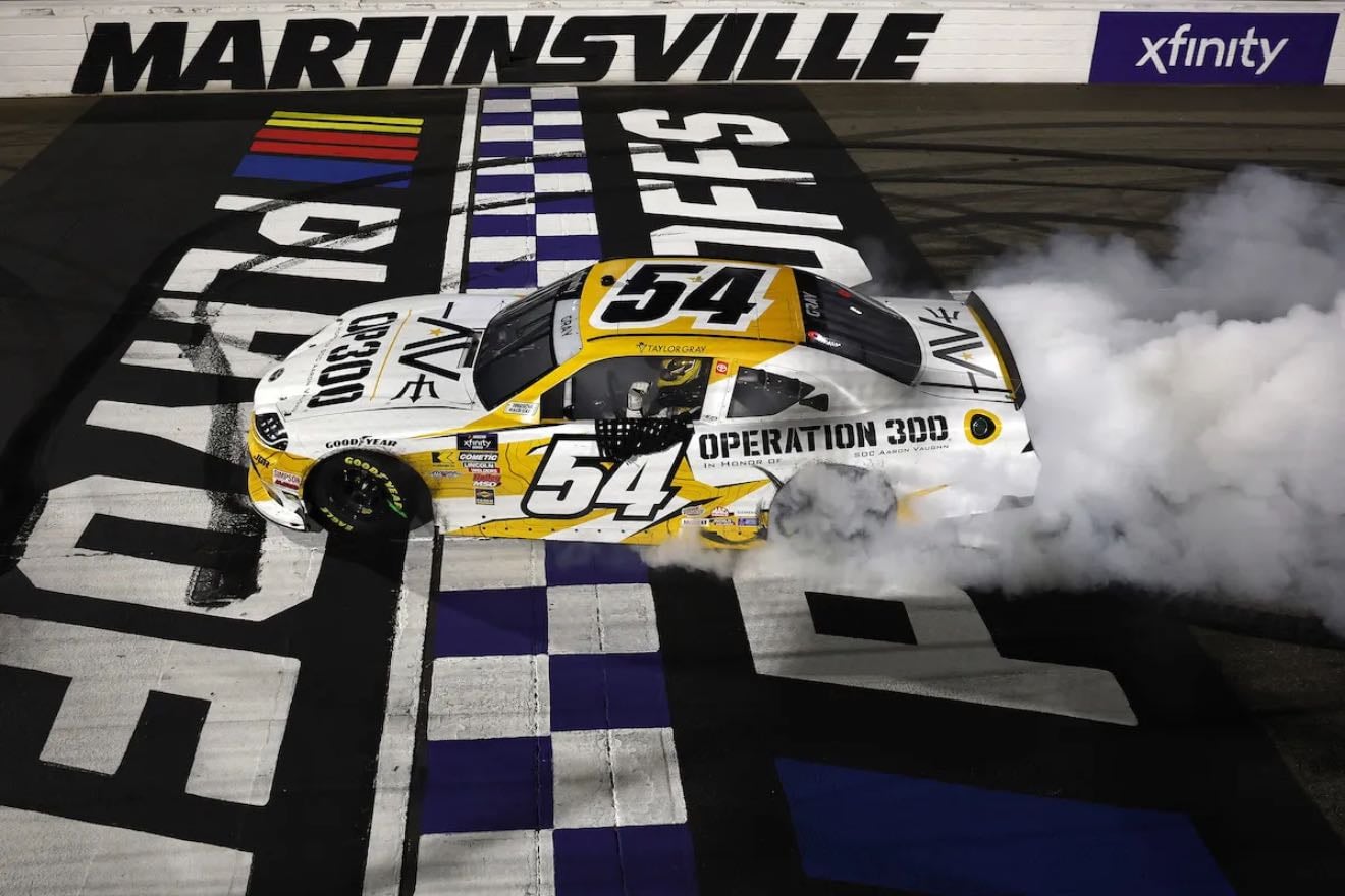 Martinsville 2 - Gray gets revenge on Sammy by winning in overtime after Sammy wrecked him at last M-Ville race. Kvapil had nice drive to get final four spot.