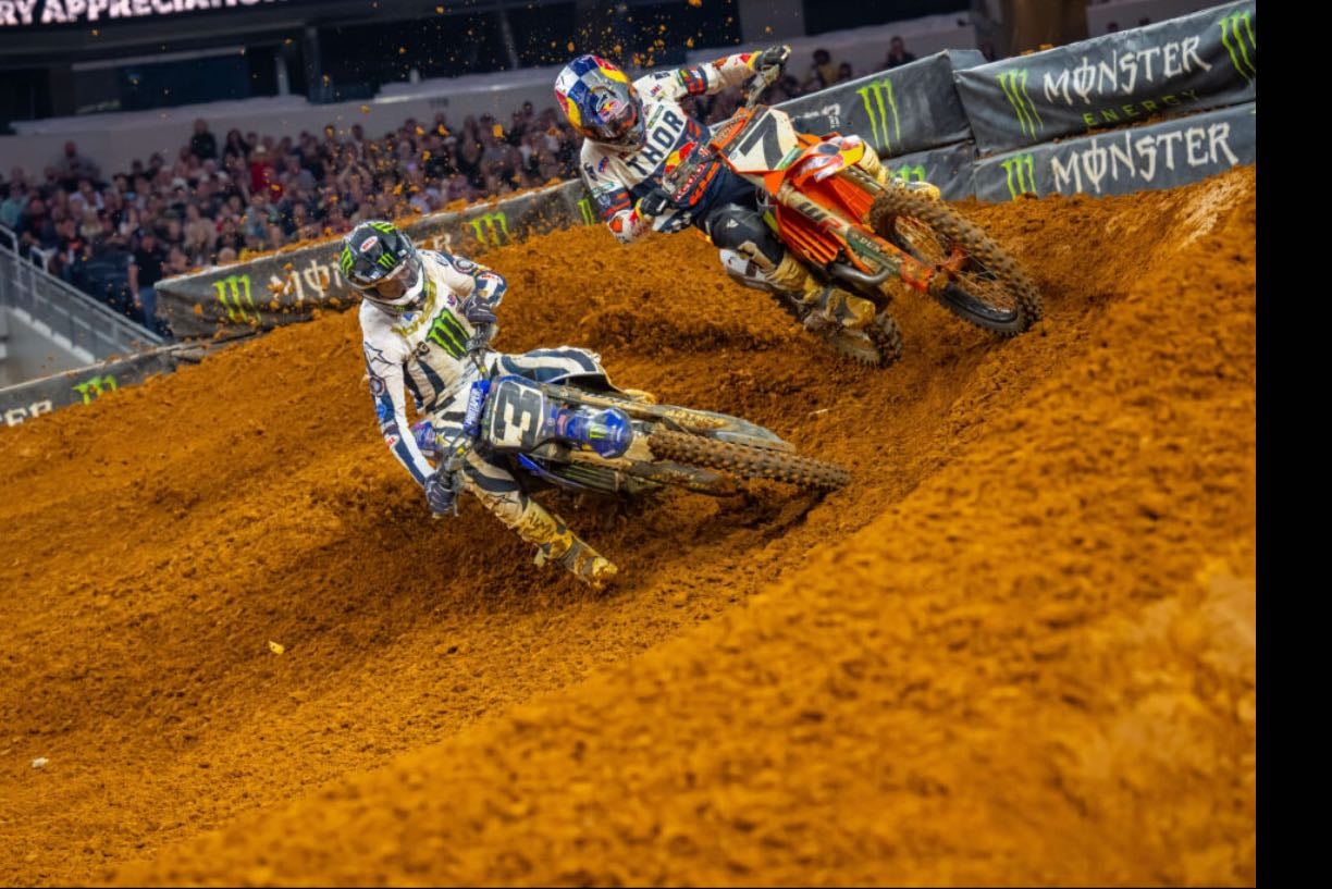 Arlington - Entertaining. Tomac falls back and rallies to finish on podium. Jett crashes twice and allows Webb to steal it. AP also on podium