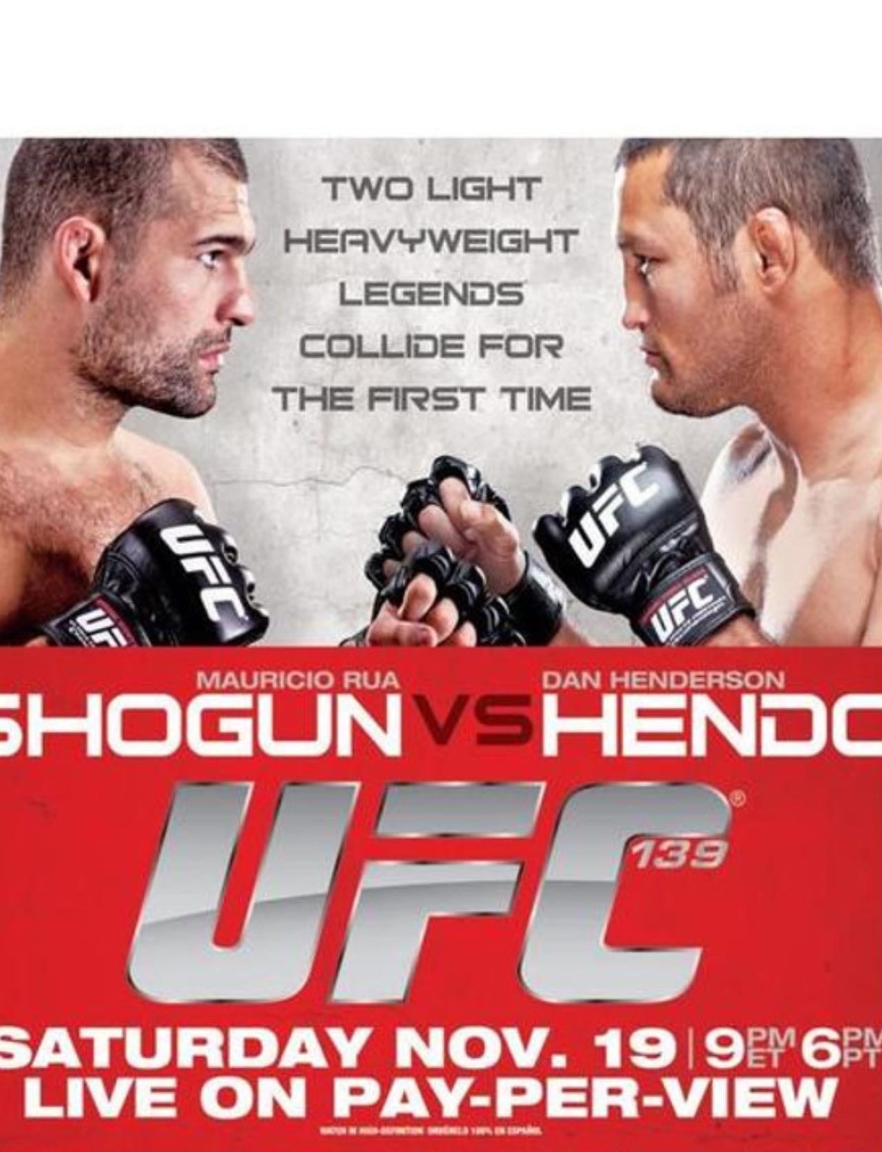 UFC 139: Shogun vs. Henderson - Henderson-Shogun
Wanderlei-Le
Faber-Bowles
Kampmann-Story
Bonnar-Kingsbury