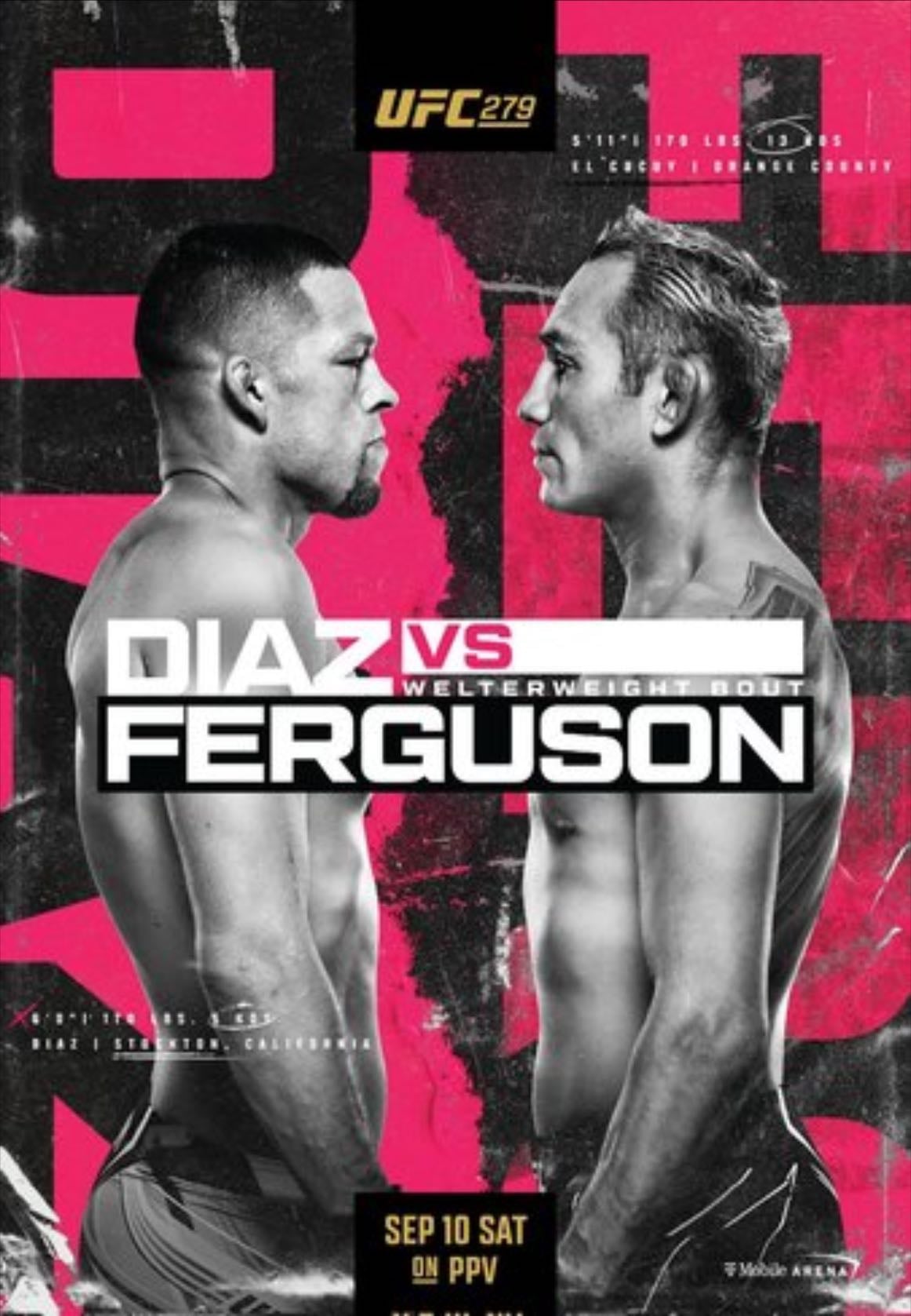 UFC 279: Diaz vs. Ferguson - Diaz-Ferguson
Chimaev-Holland
Rodriguez-Li
Aldana-Chiasson
Walker-Cutelaba