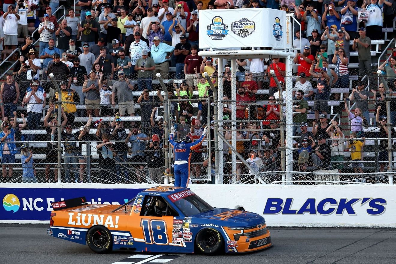 Rockingham - All about fuel mileage and Ankrum saves enough to barely get by. Heim was strong but had to pit. Garcia surprise pole winner. Friesen wants to quit after