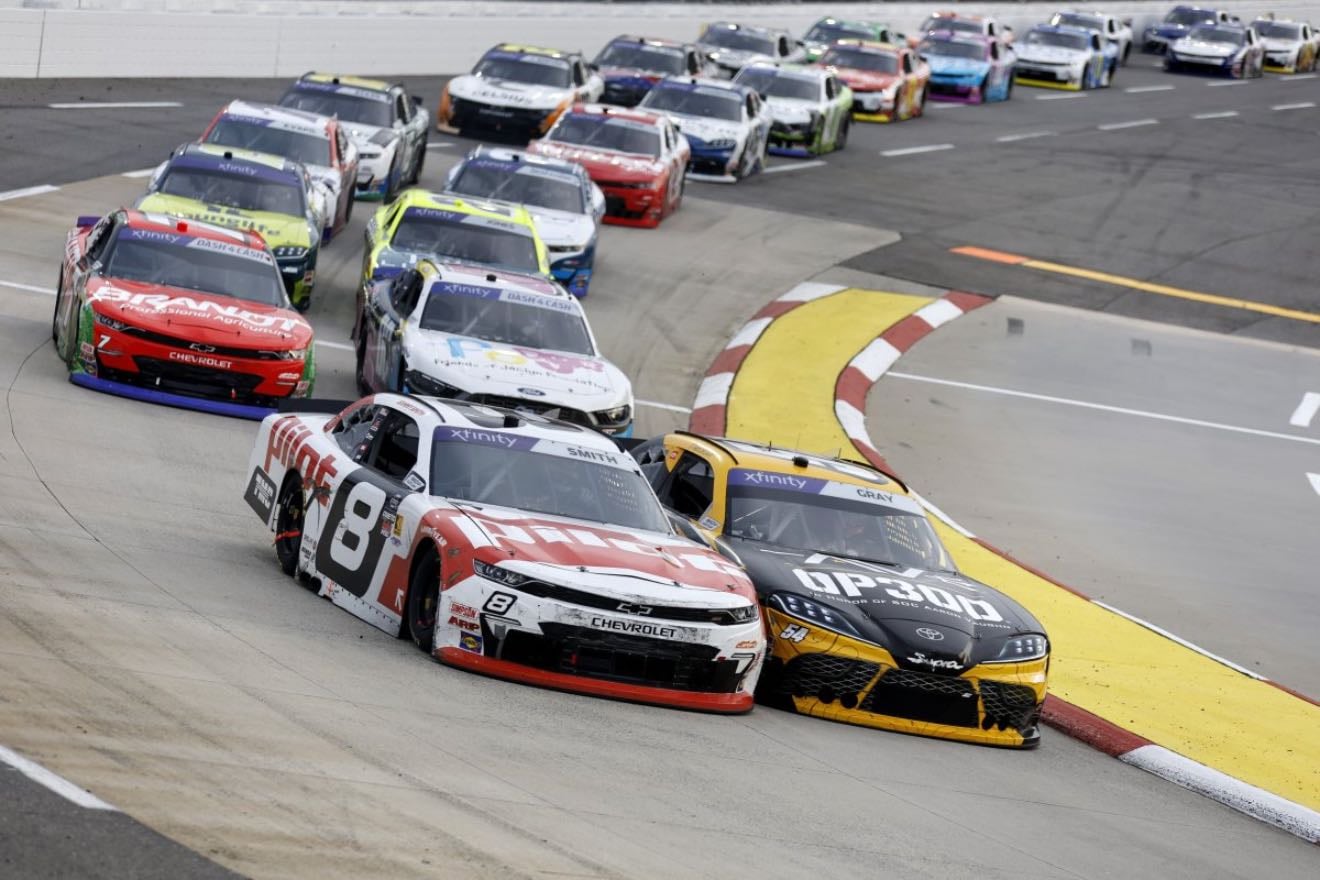 Martinsville - Embarrassing. Sammy punts Taylor Gray in final corner, wrecking both and Hill runs to line. So many wrecks, no respect
