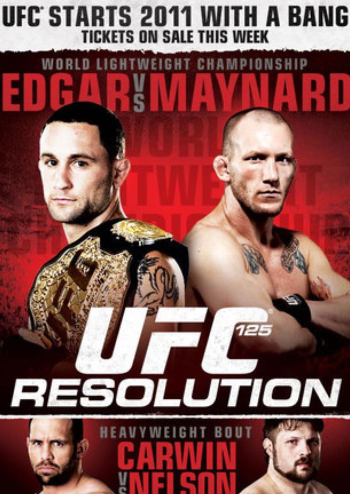 UFC 125: Resolution - Edgar-Maynard
Stann-Leben
Vera-Silva
Kim-Diaz
Guida-Gomi