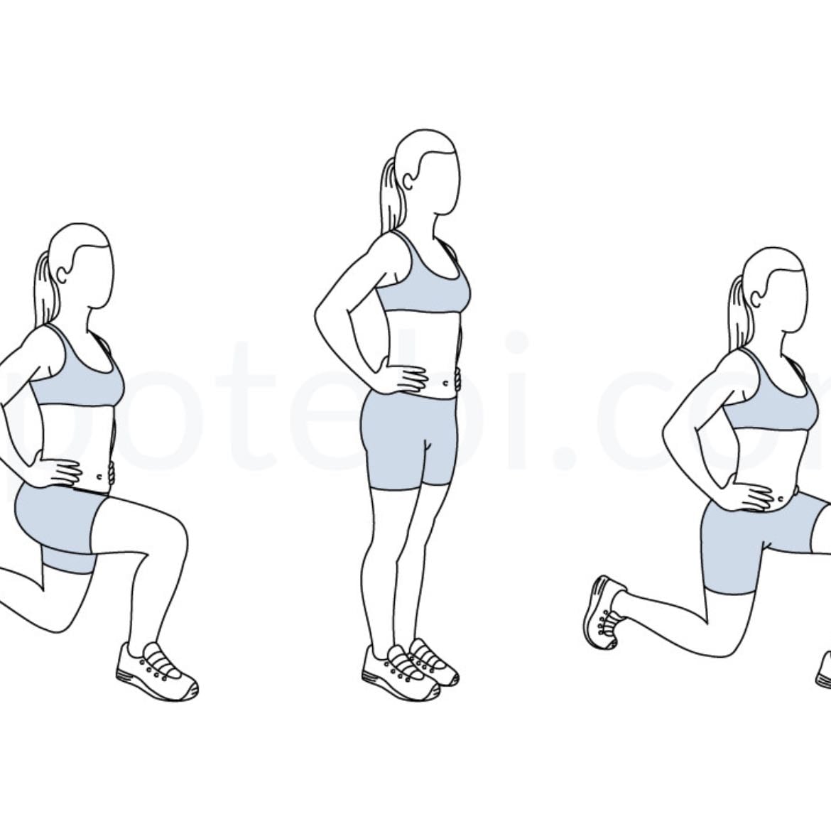 1.5 backward lunges - una y una