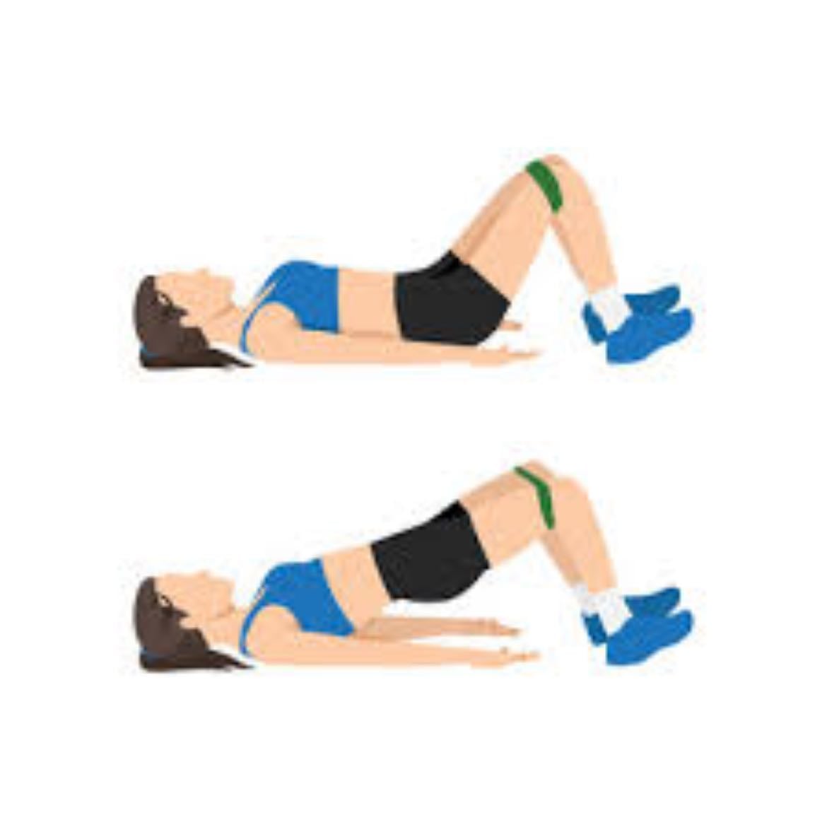 1.1 glute bridge - primero 1 min, segundo 30s