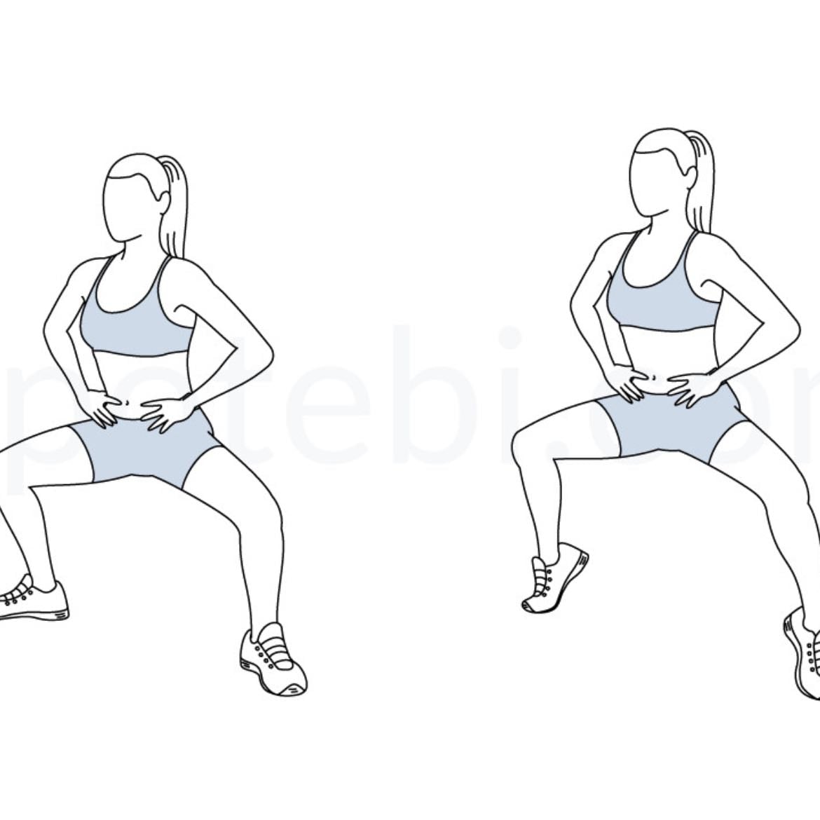 1.8 plie squats - dos veces 1 min, 30s