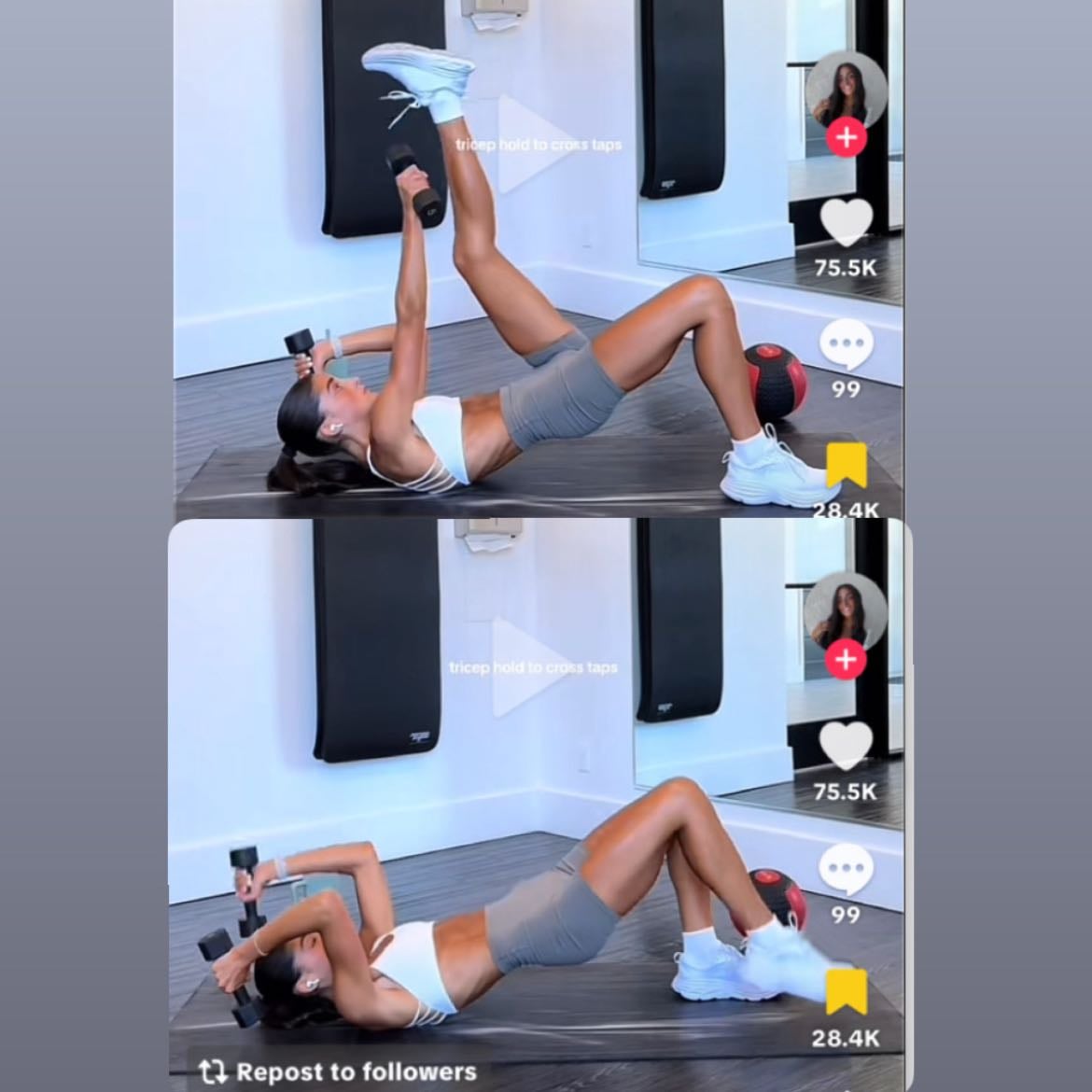 2.3 tricep hold uno y uno - 3 veces, 40s