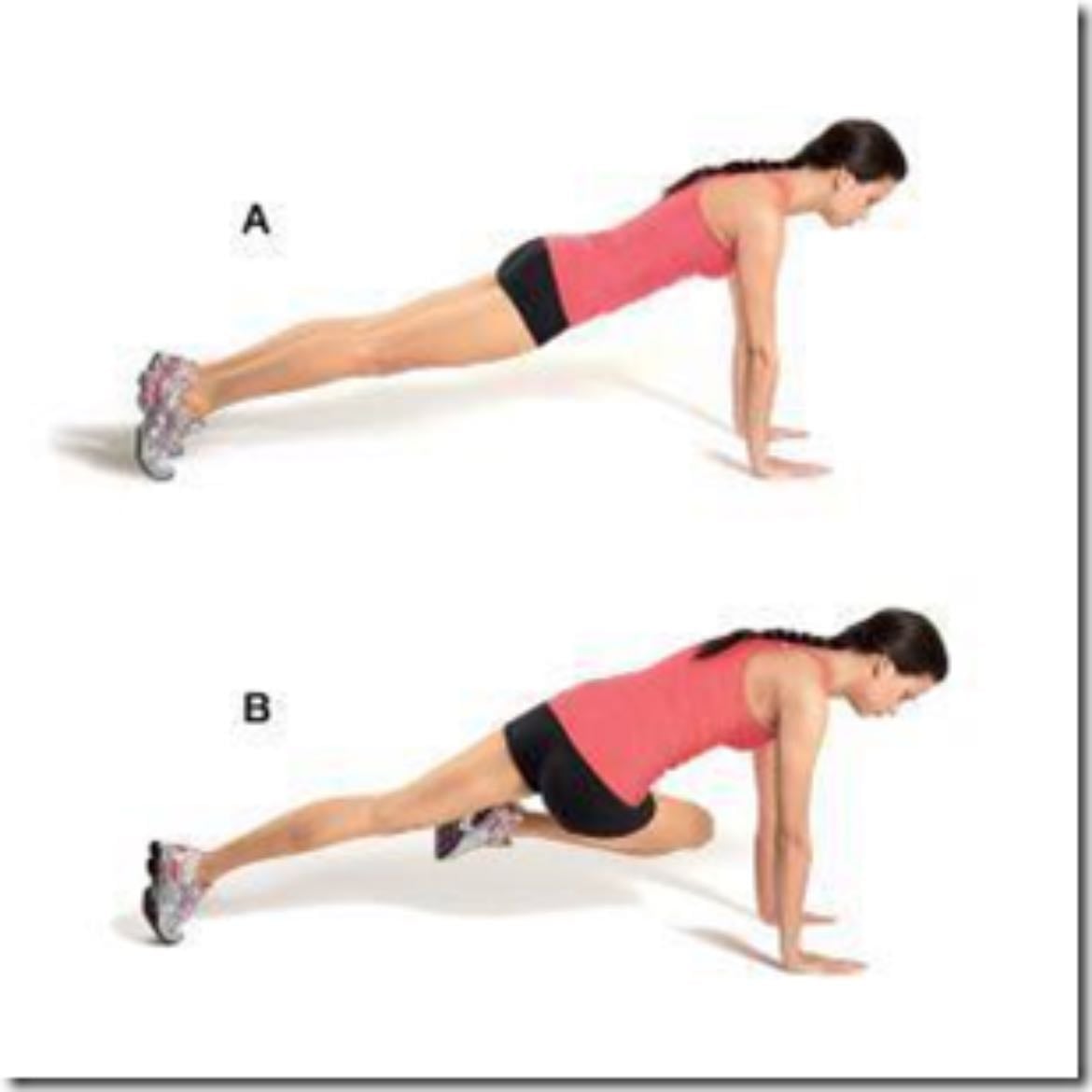 4.4 plank knee tucks - 2 veces, 30 s