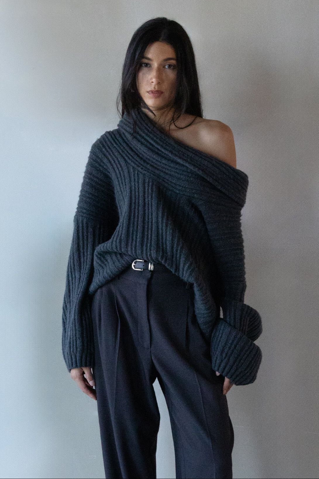 Oak + Fort Oversized slouchy off the shoulder sweater