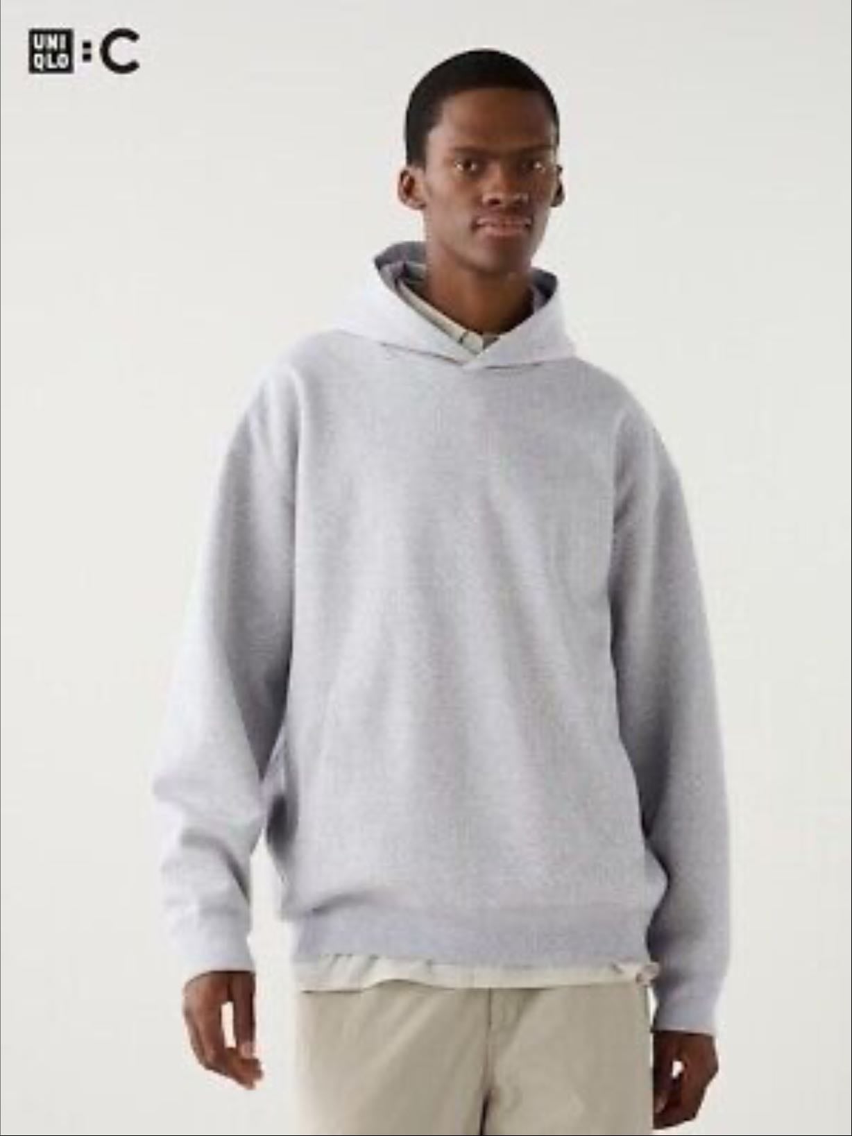 UNIQLO Oversized Sweat Pullover Hoodie - 03 Grey