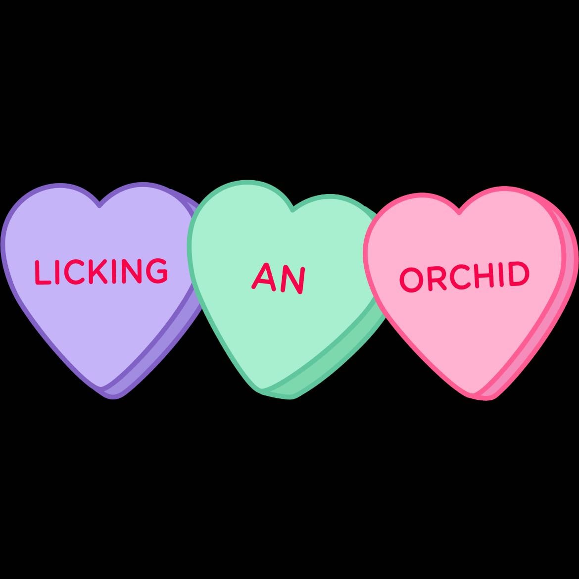 licking an orchid - algo asà pero solo outline y las letras en color