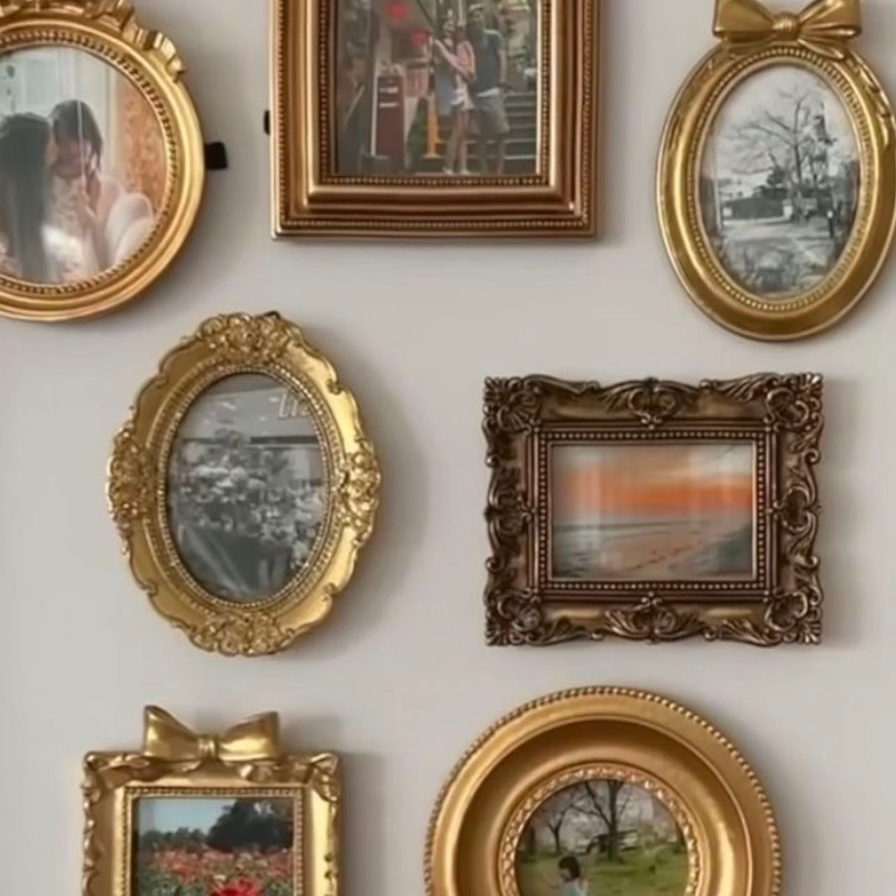 square & round golden frames
