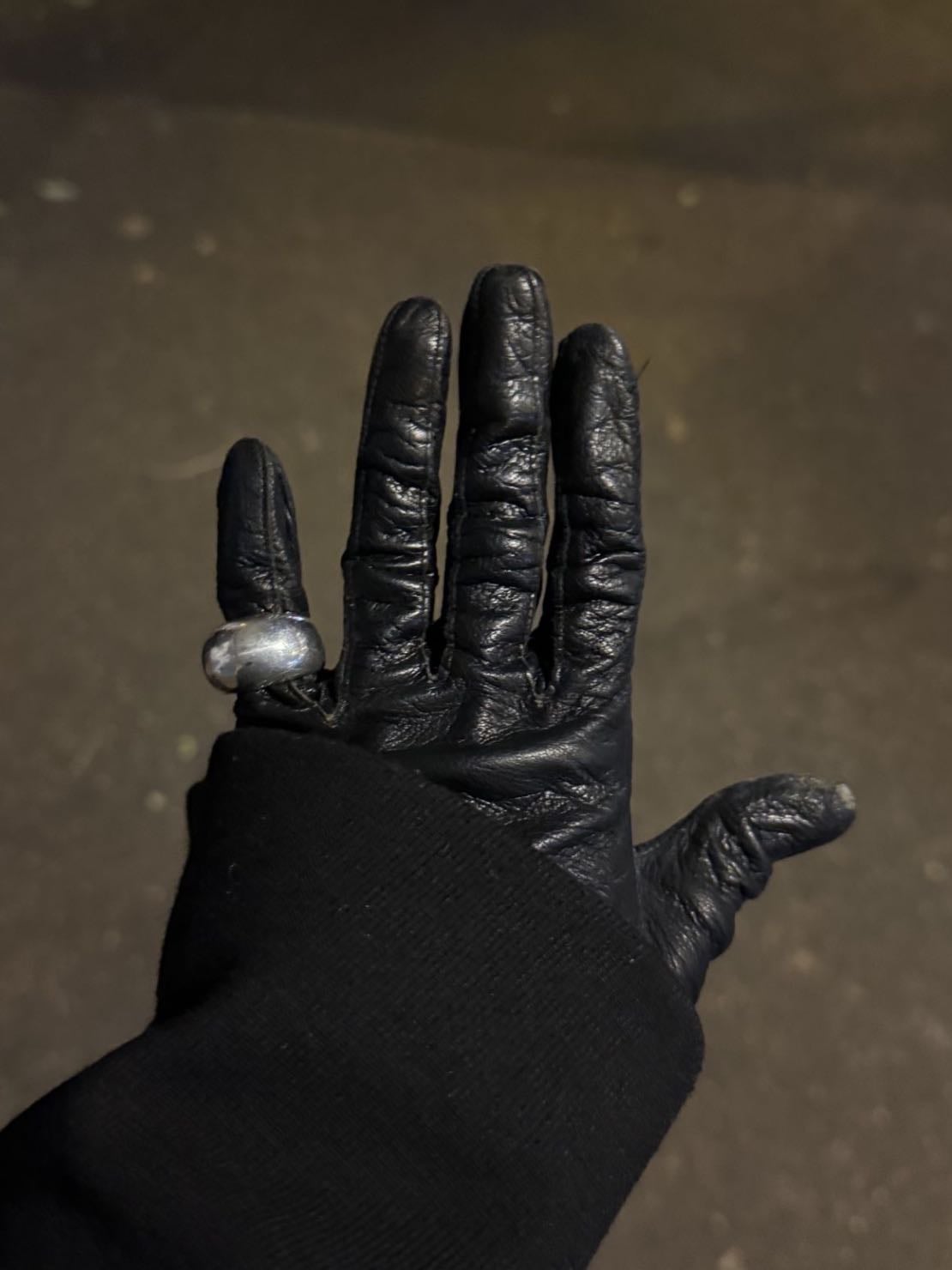 gloves - with rings over them