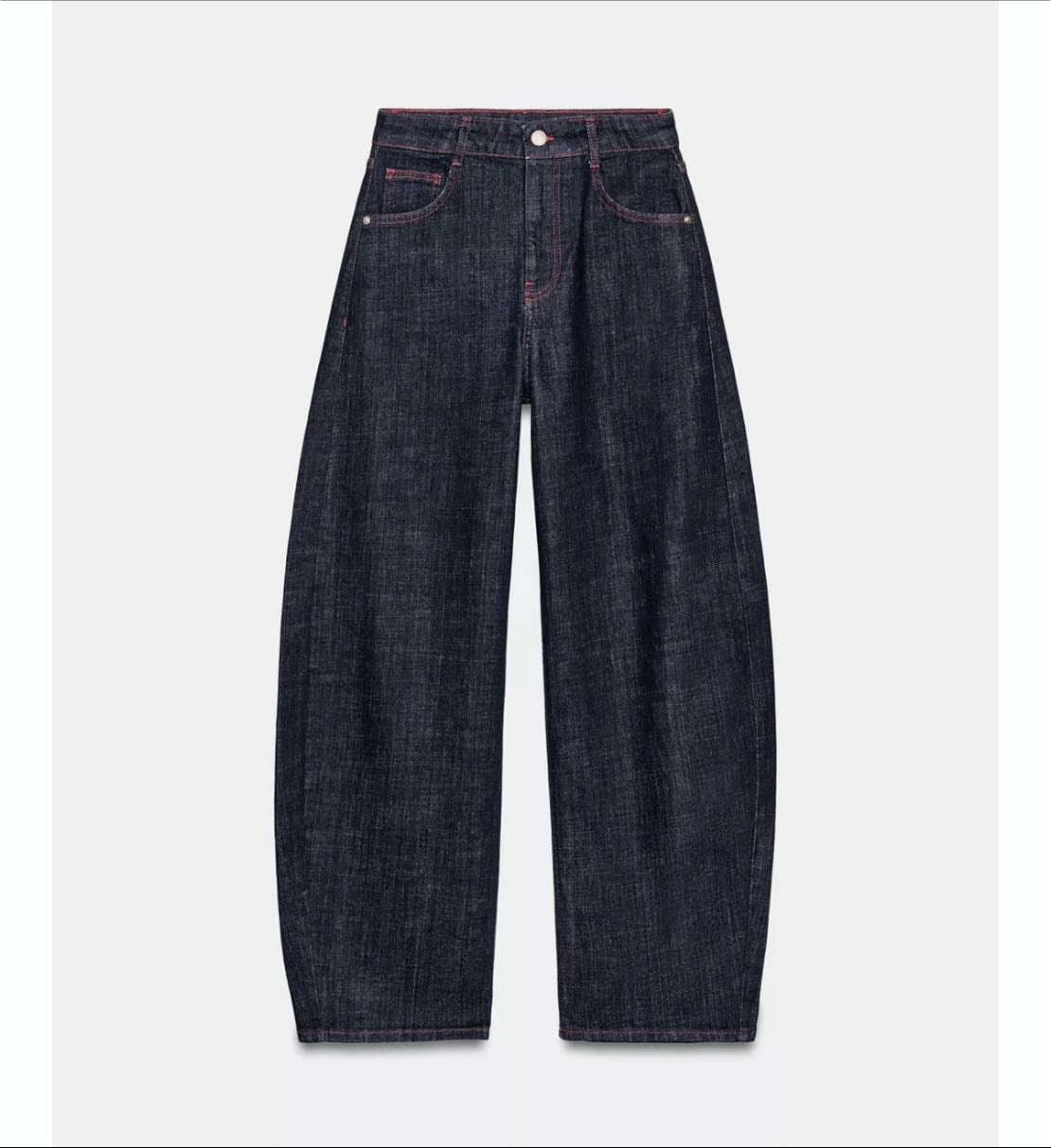 jeans with burgundy stitches - ZARA
