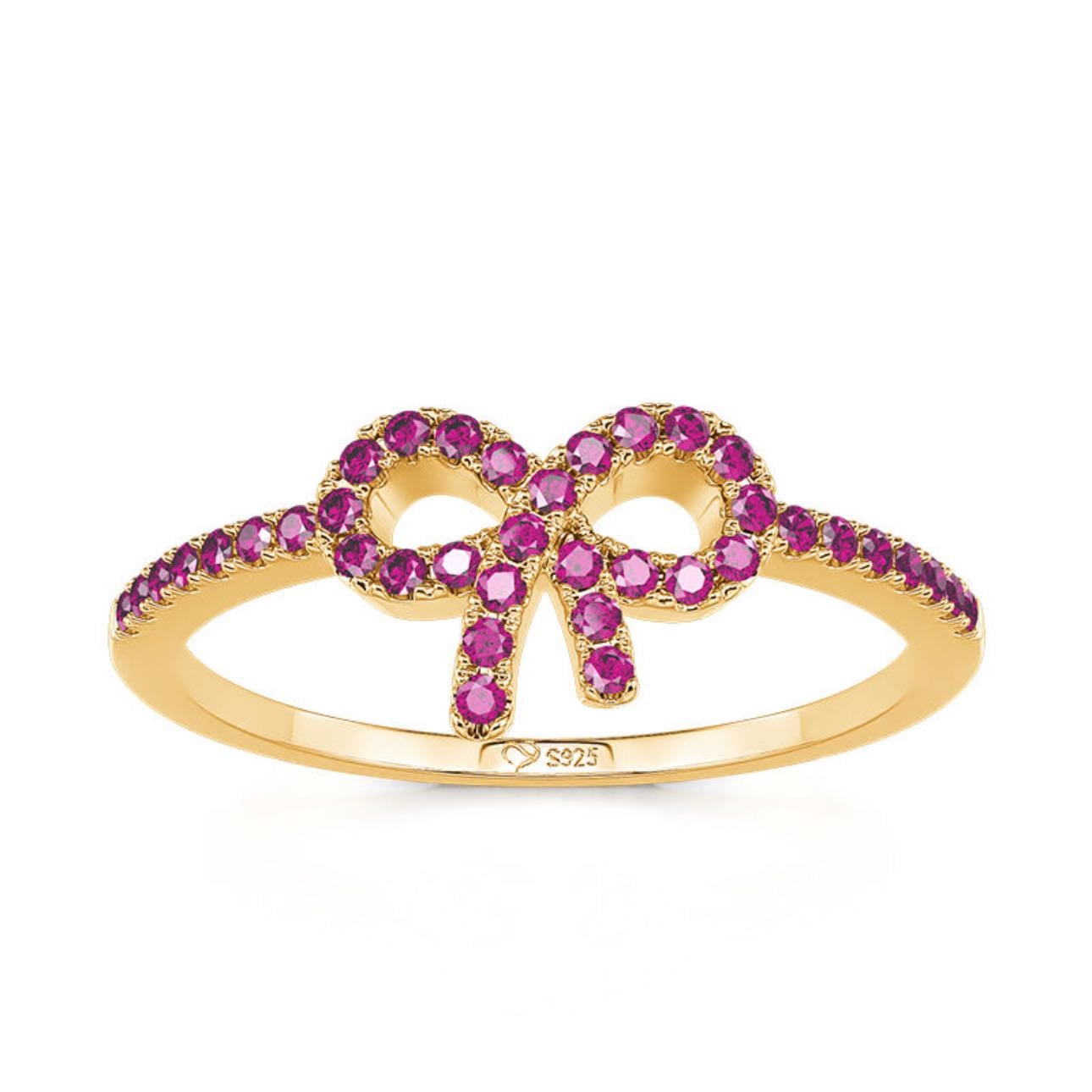 Jeulia Anillo Simple de Plata de Ley con Moño y Corte Redondo - $1239 Size 7