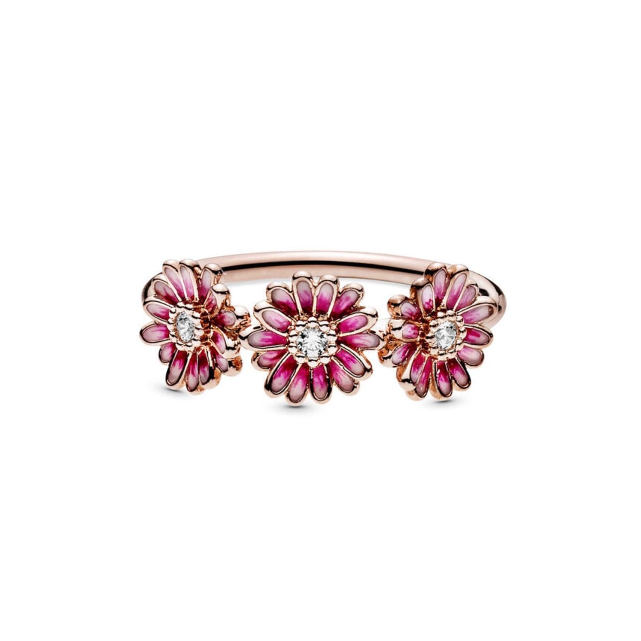 PANDORA Anillo en plata .925 Trio de margaritas con zirconia cúbica Mujer - $5070 Size 54