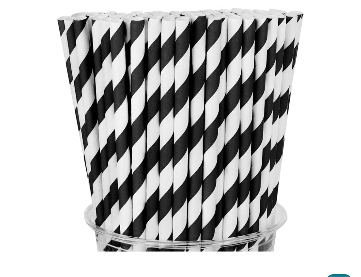 black & white striped straws - straws
