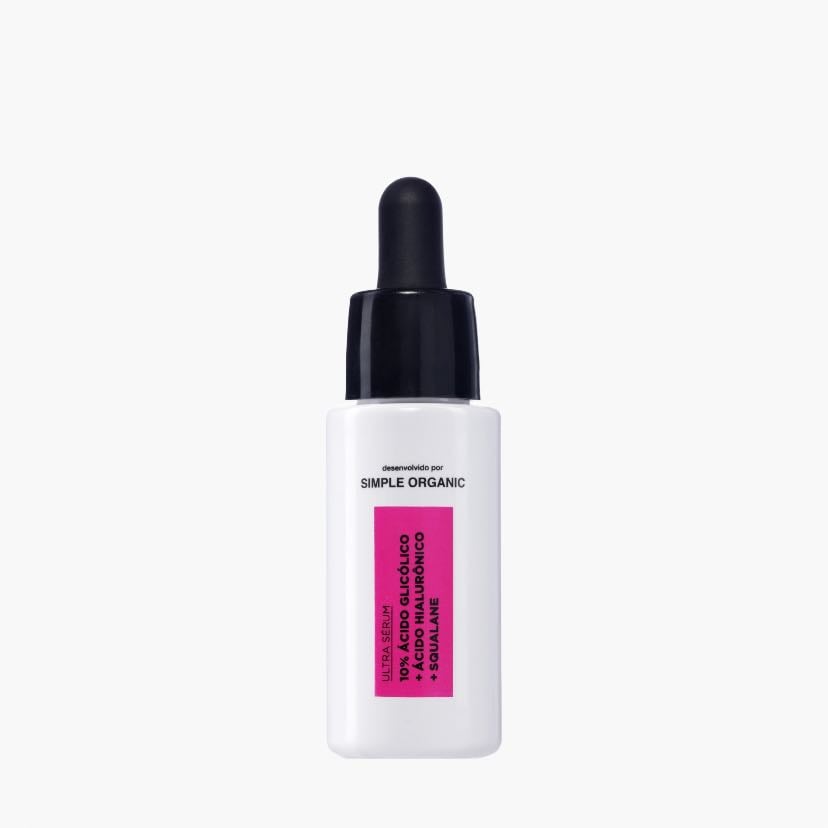 ultra sérum 10% ácido glicólico + ácido hialurônico + squalane simple organic