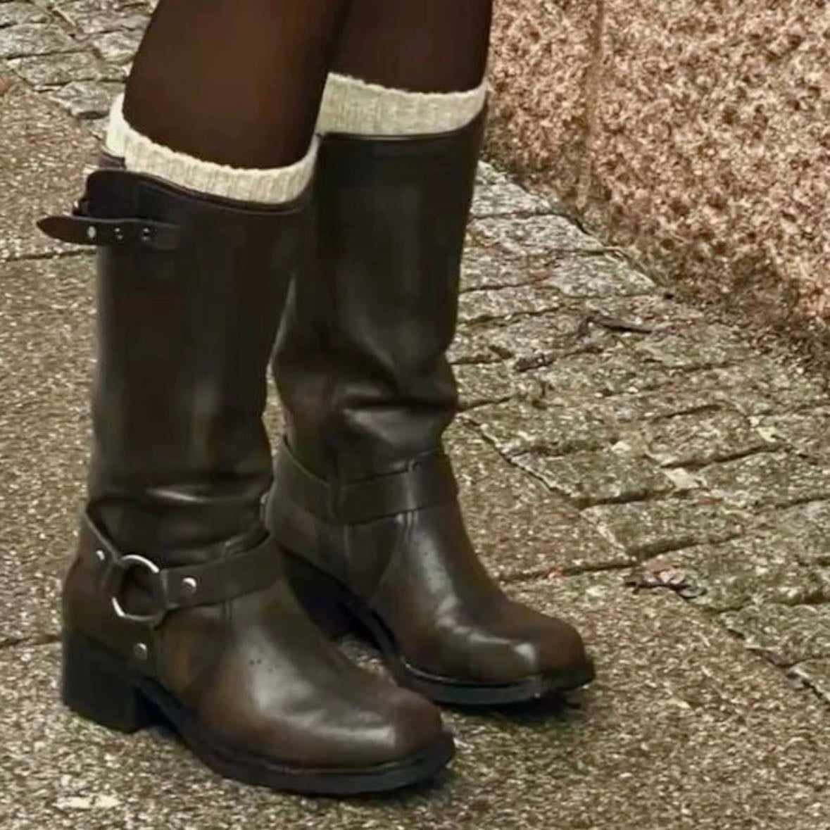 black leather boots