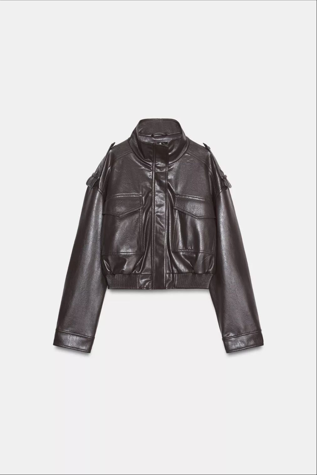 CAZADORA CORTA EFECTO PIEL - Zara