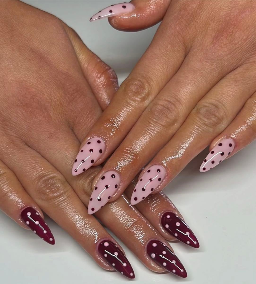 pink and burgundy
