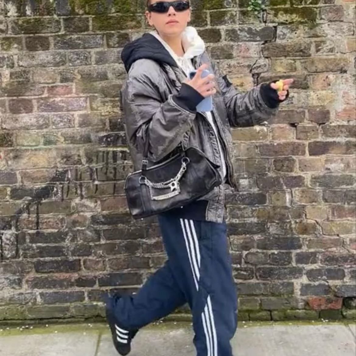 Track pants - Track pants, black Samba, White hoodie, Biker