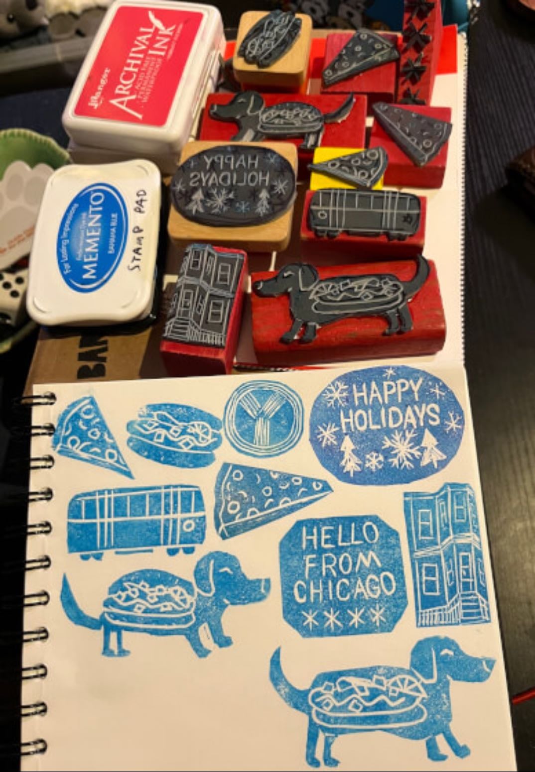 Linoleum stamps