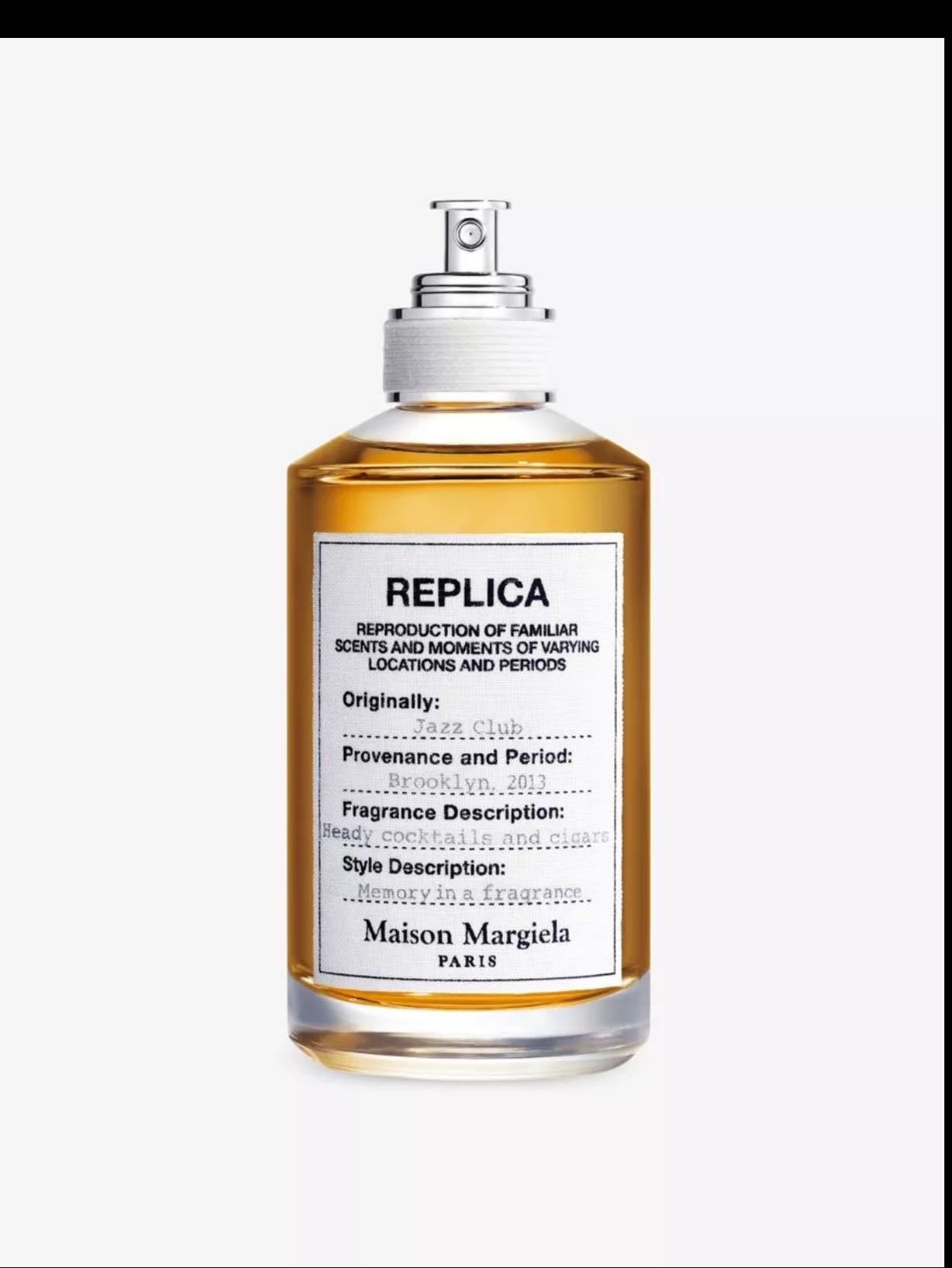 Maison Margiela Replica Jazz Club - Rum, tobacco, vanilla, and leather, like a smoky jazz bar.