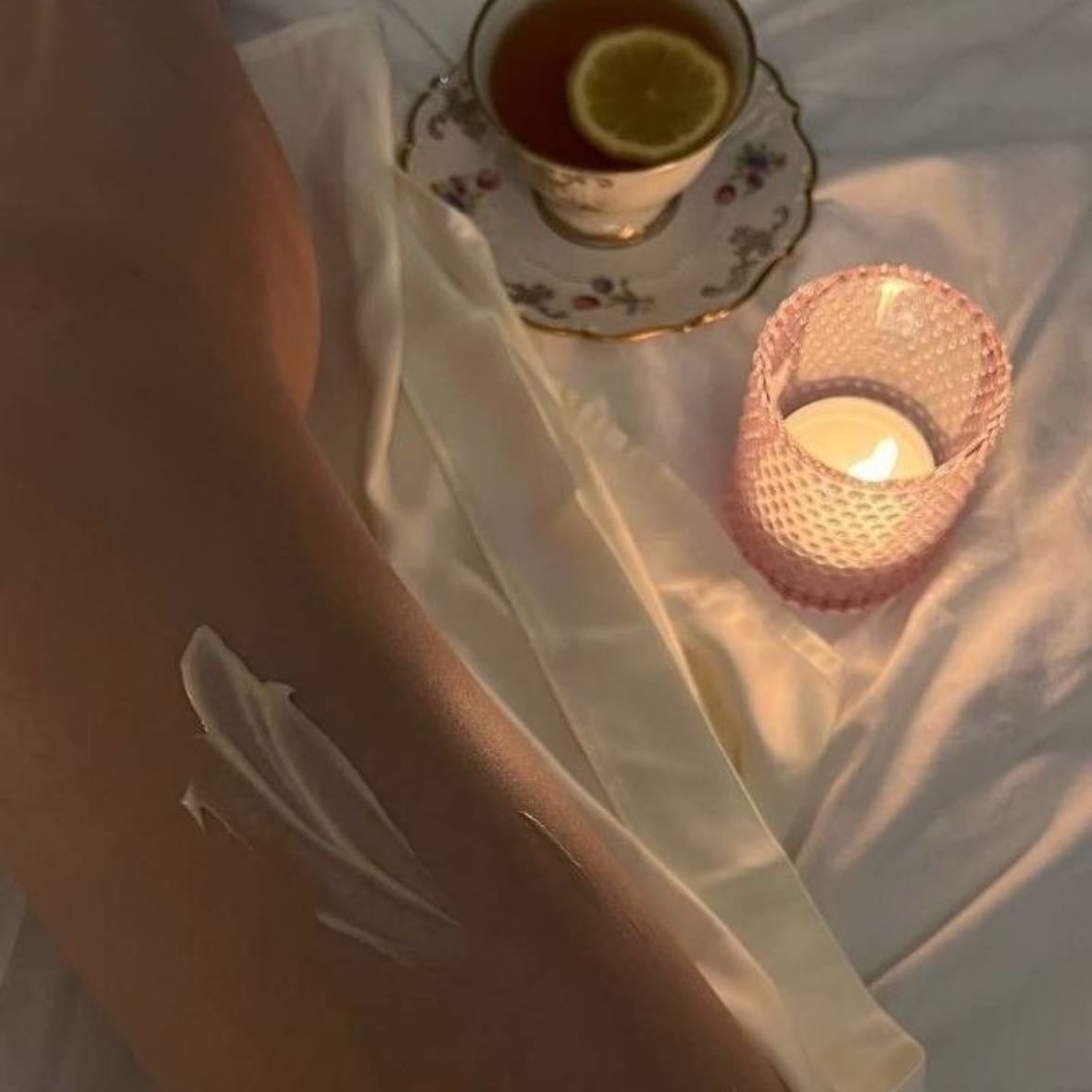 apply body lotion - I like to give myself small massages; it's something intimate that relaxes me. I usually do it at night because it helps me relax.