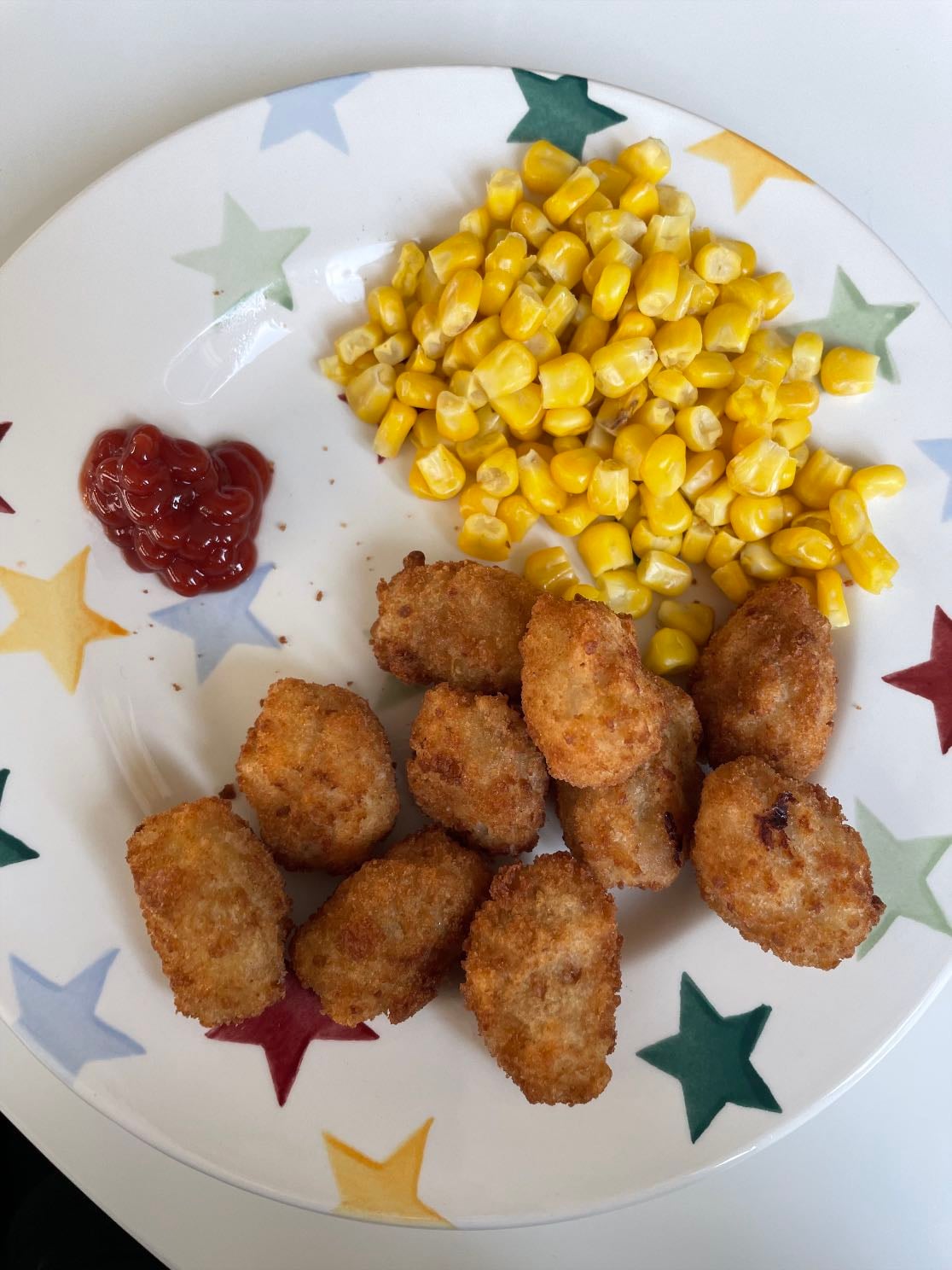 Chicken + sweetcorn ~ 246kcal - 10 chicken munchies ~ 202kcal
40g sweetcorn ~ 44kcal