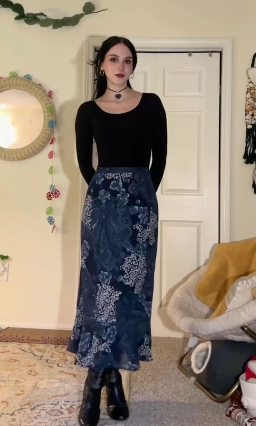 long sleeve top + long skirt