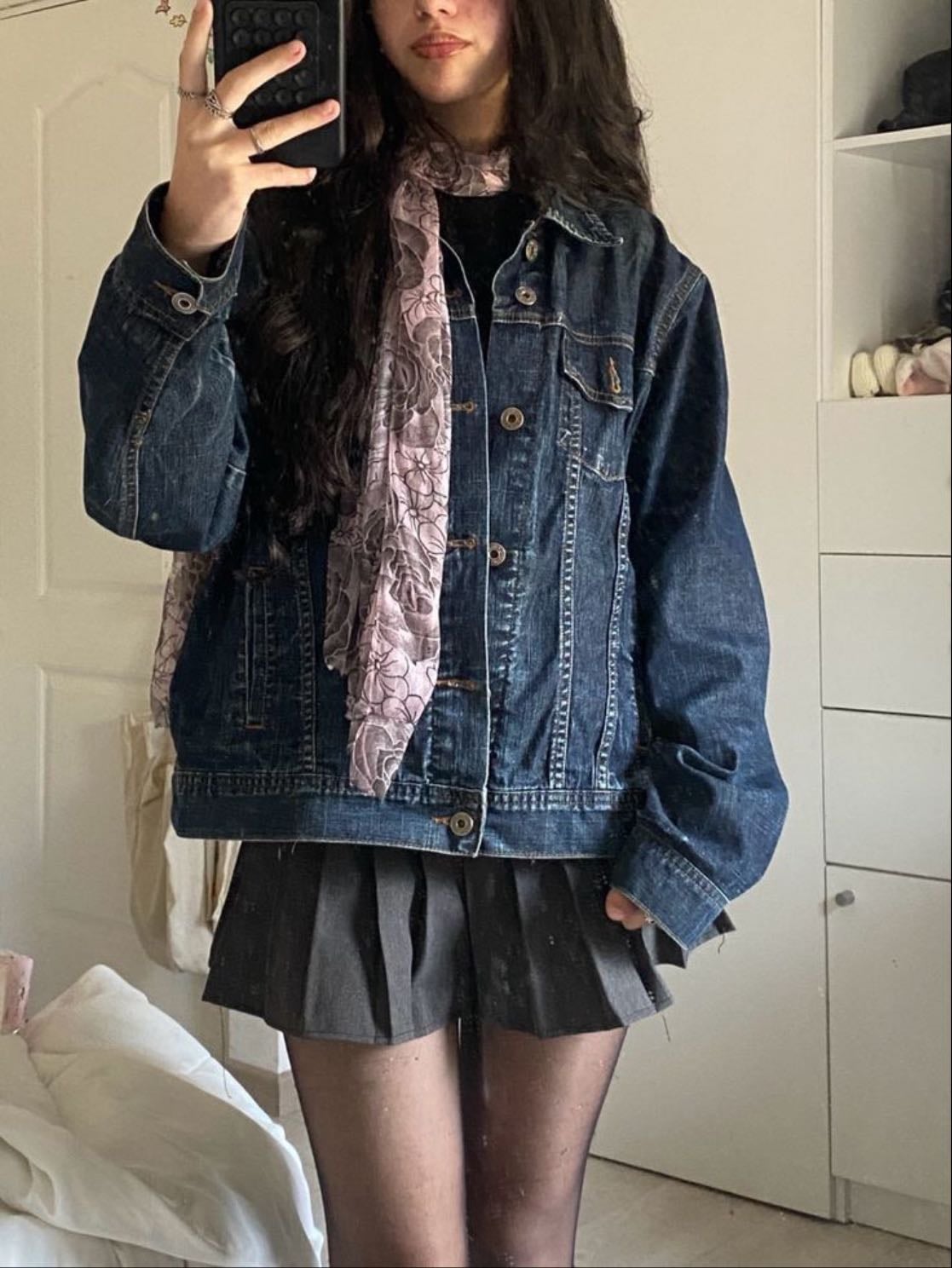 denim jacket + skirt