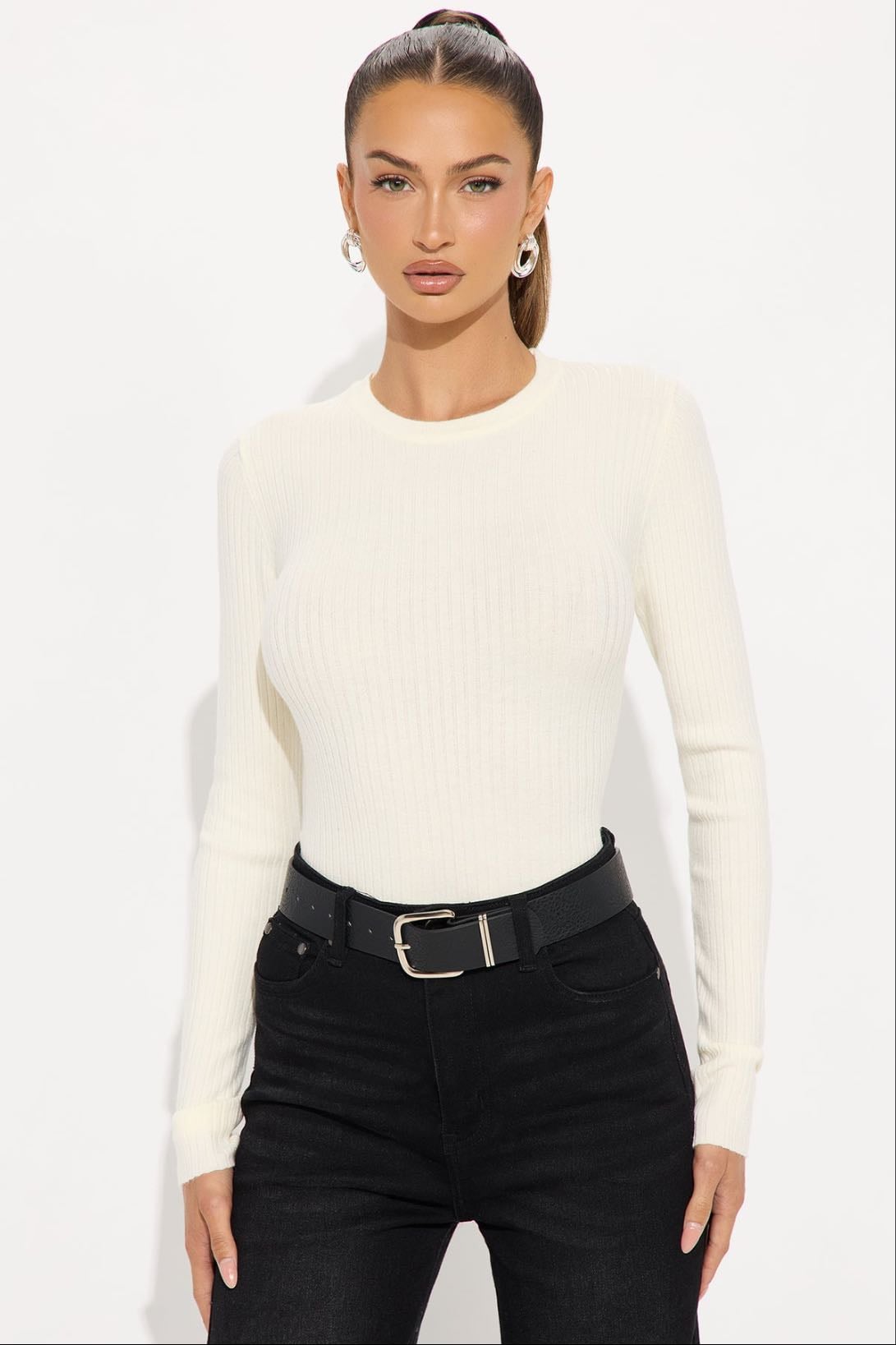 Basically Perfect Ribbed Sweater - Cream