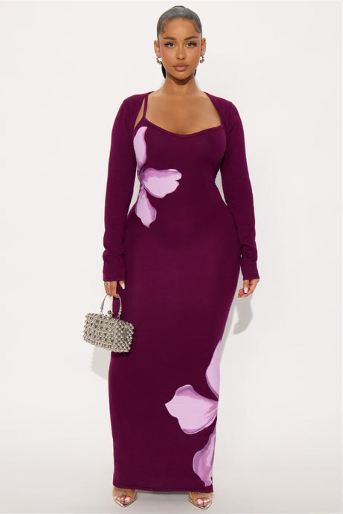 Sugar Plum Sweater Maxi Dress - Purple/Combo