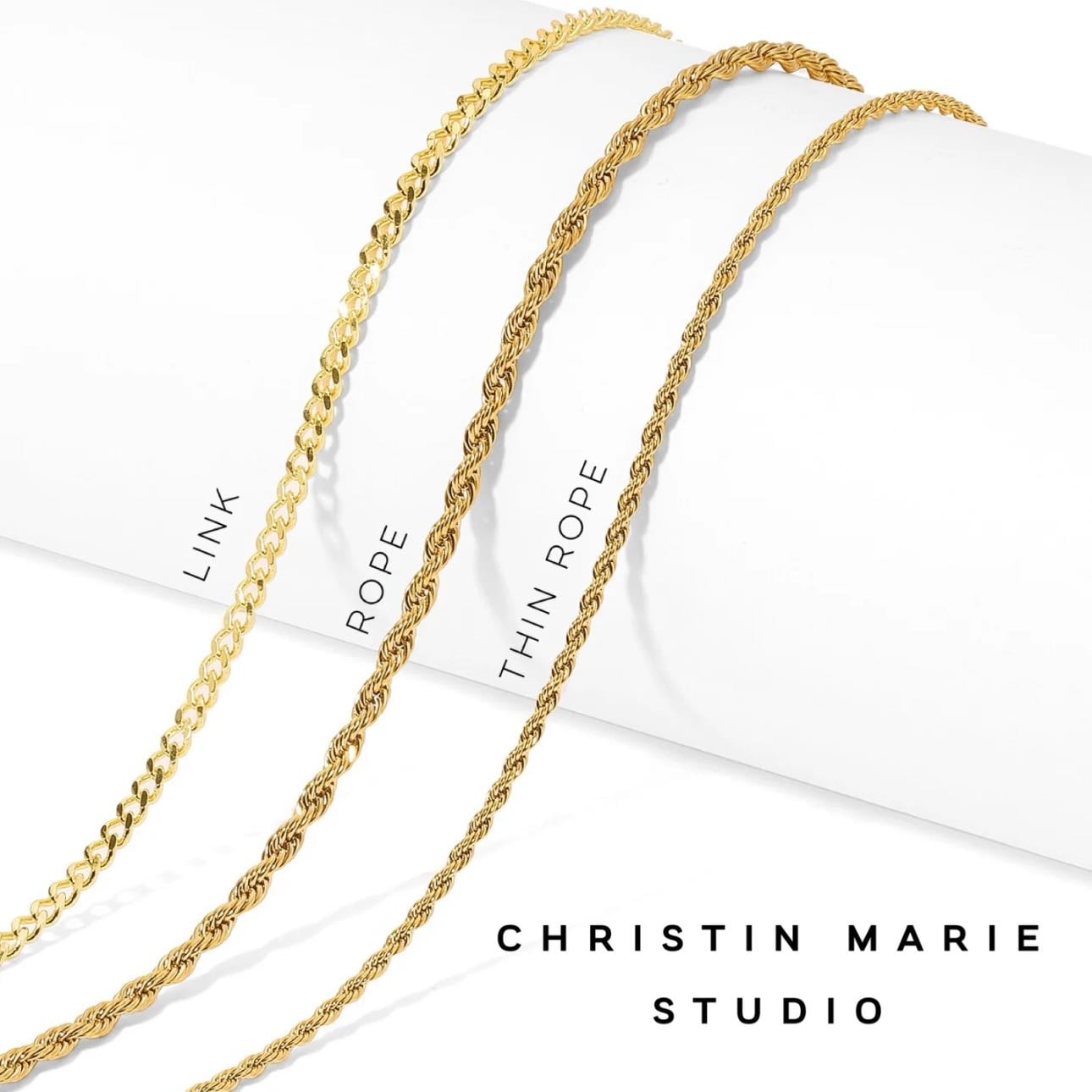 Individual Chain Necklaces - gold, rope (3mm), 18’’ - $30