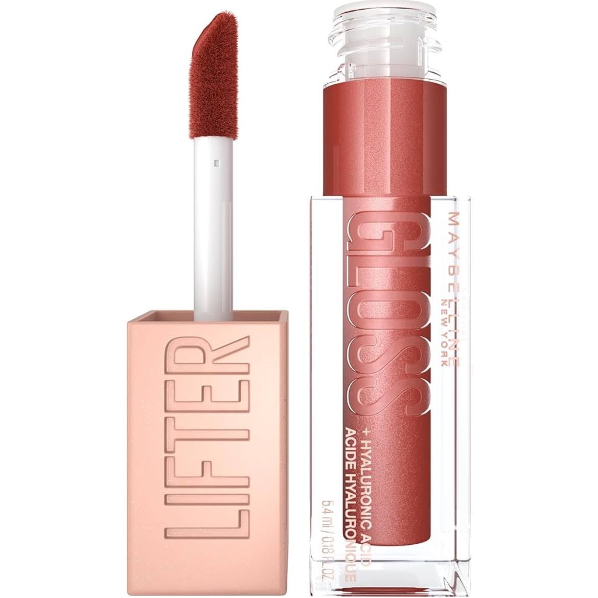 Maybelline New York Lifter Gloss High Shine Lip Gloss with Hyaluronic Acid, Bronzed, 16 Rust