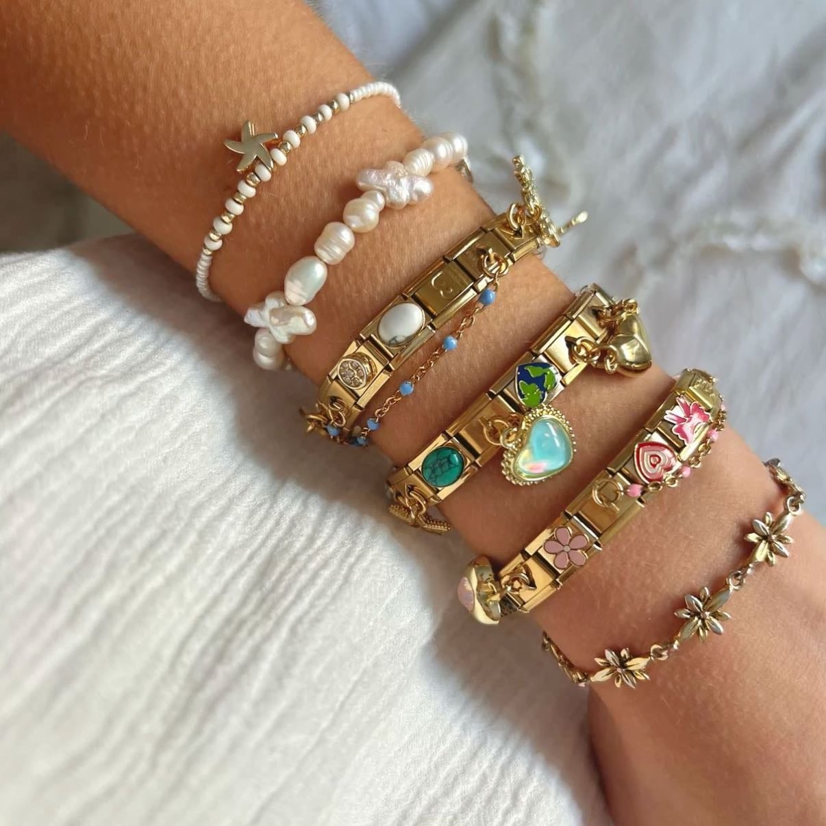 gold Italian charm bracelet - ๐โ.ห