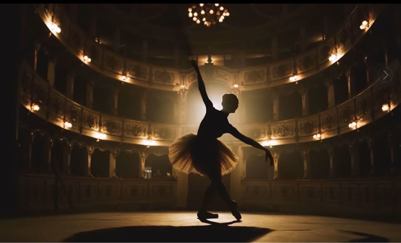 Dance ballet with your old point with dramatical music