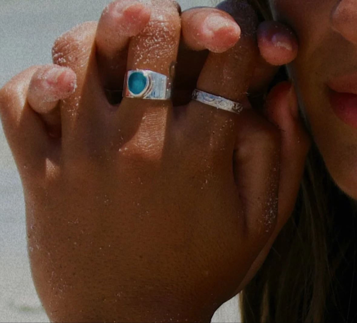 the salty gem sea blue glass ring