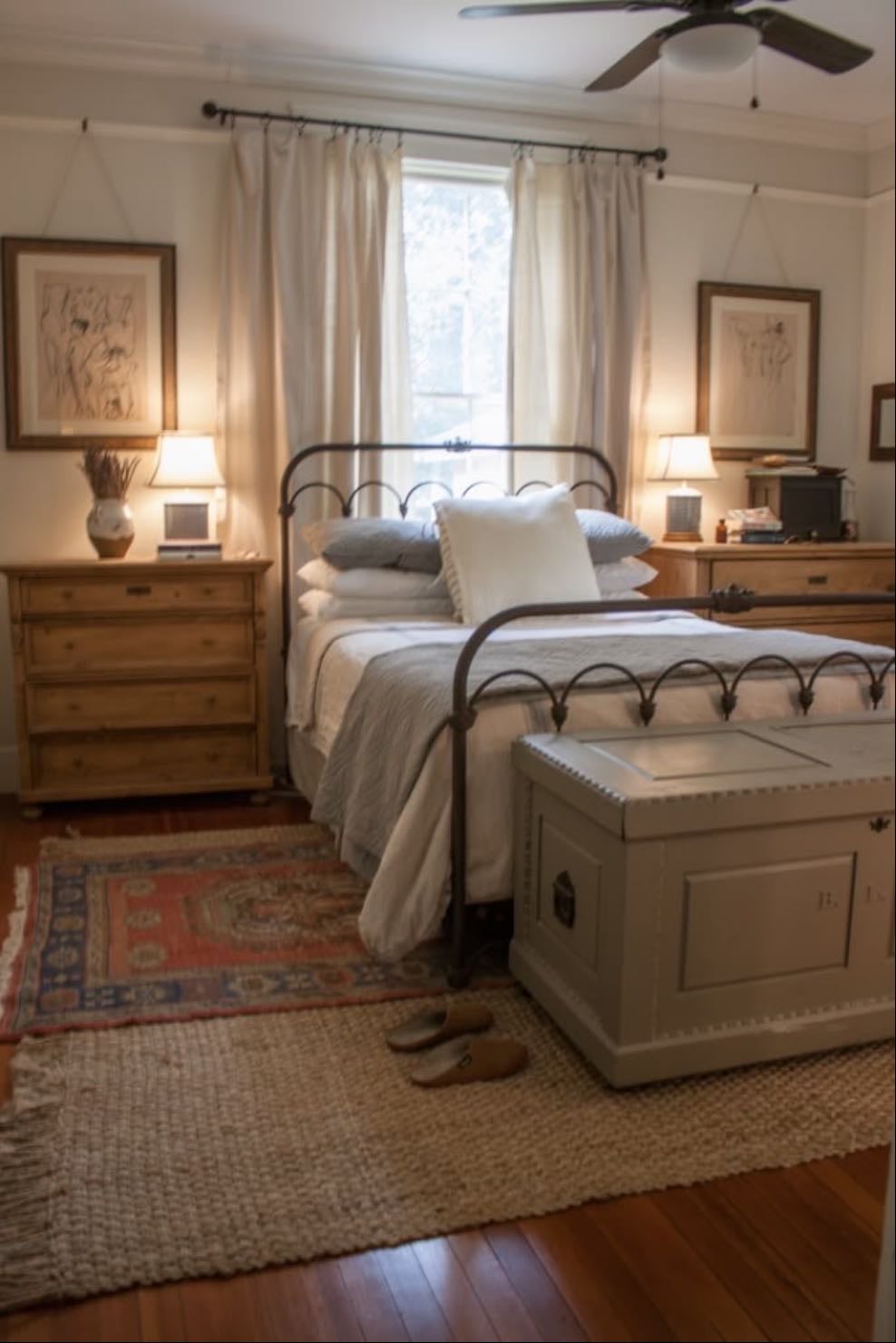 wooden dressers as nightstands