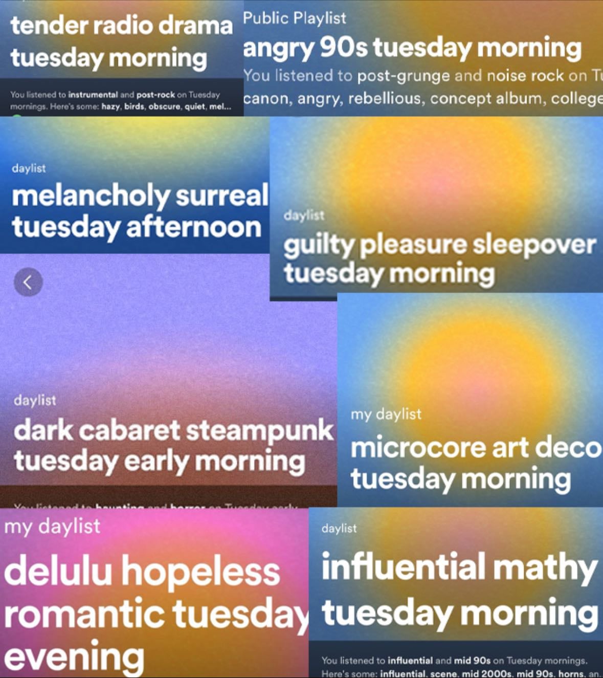 making oddly specific spotify playlists