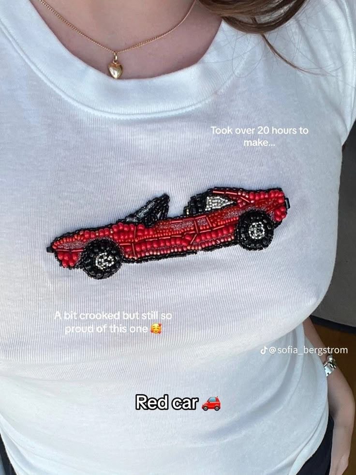 car beaded embroidered tee - Pinterest