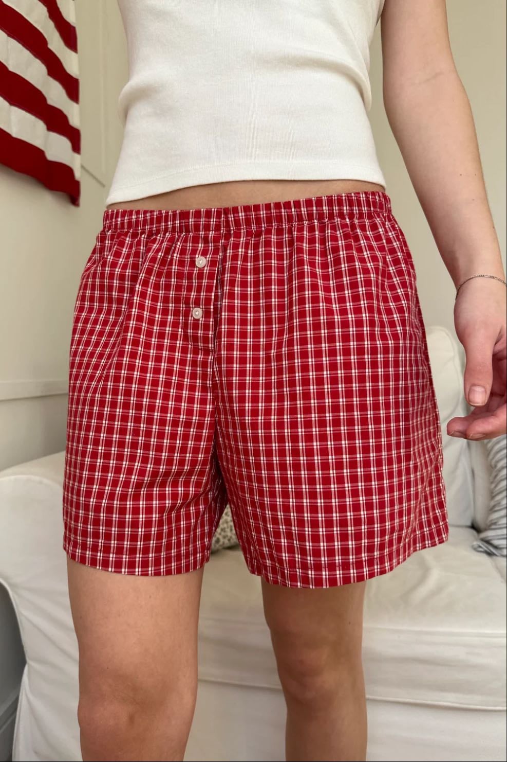kiera boxer shorts - red plaid
