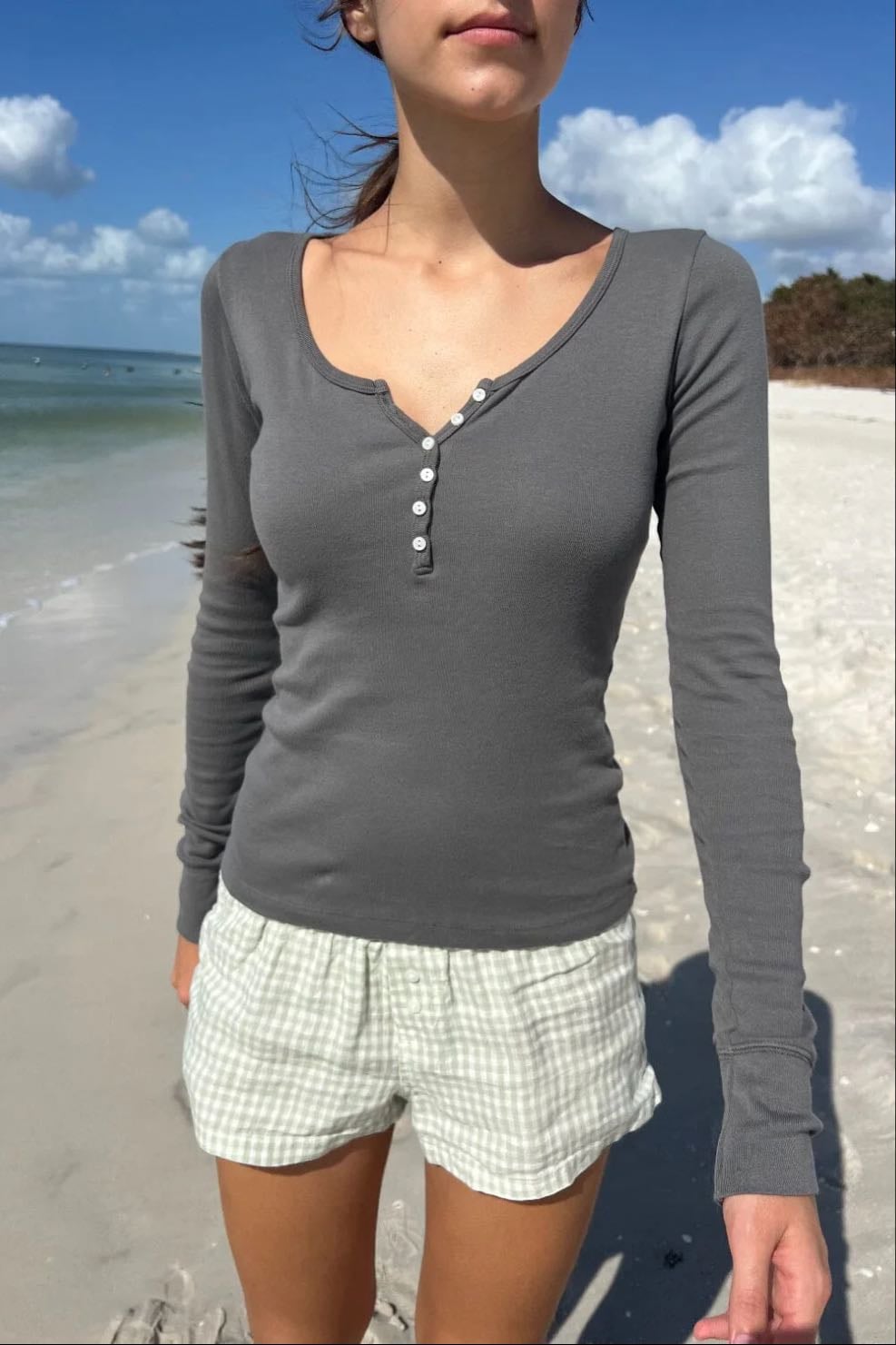 zelly long sleeve top - gray