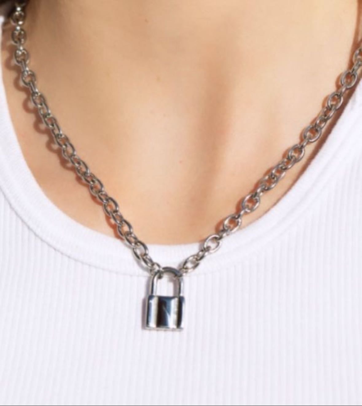 silver padlock necklace