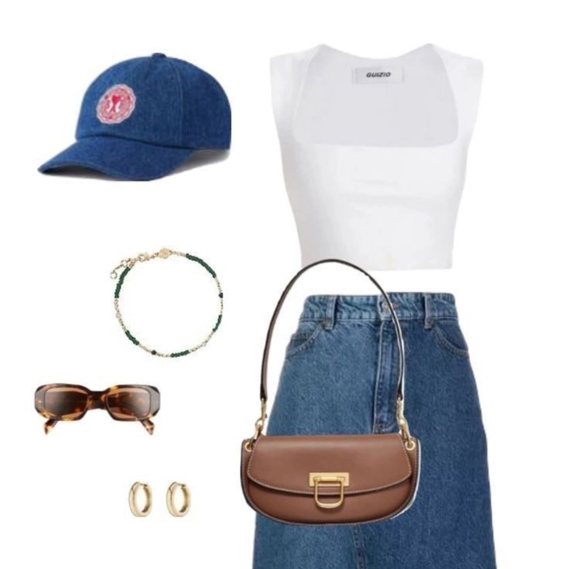 White/denim skirt